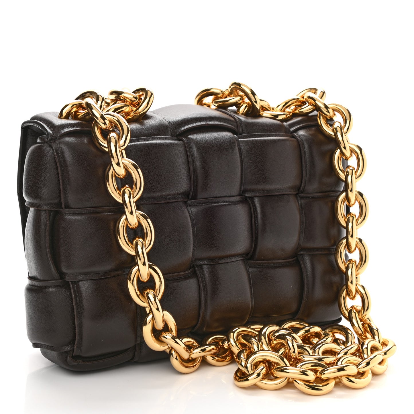 Lambskin Maxi Intreccio Padded Chain Cassette Crossbody Bag Black