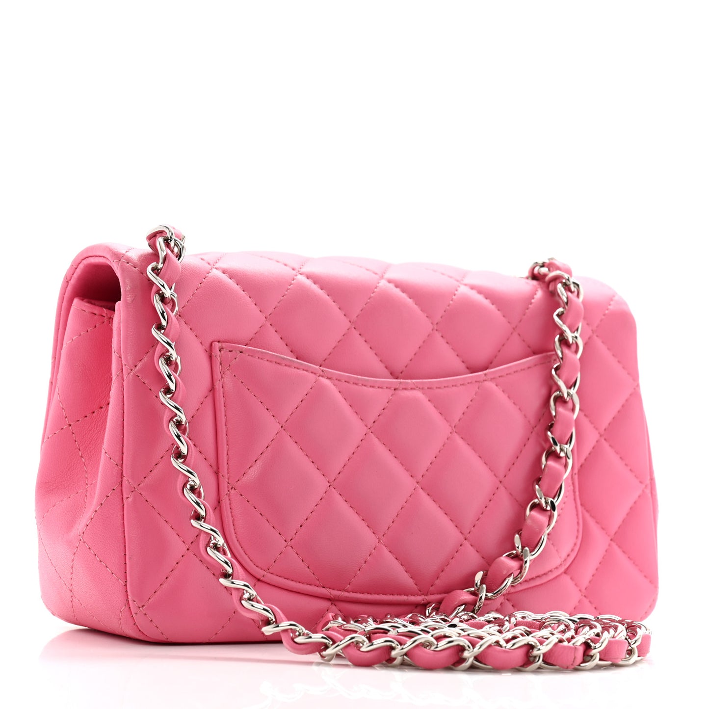Lambskin Quilted Mini Rectangular Flap Pink