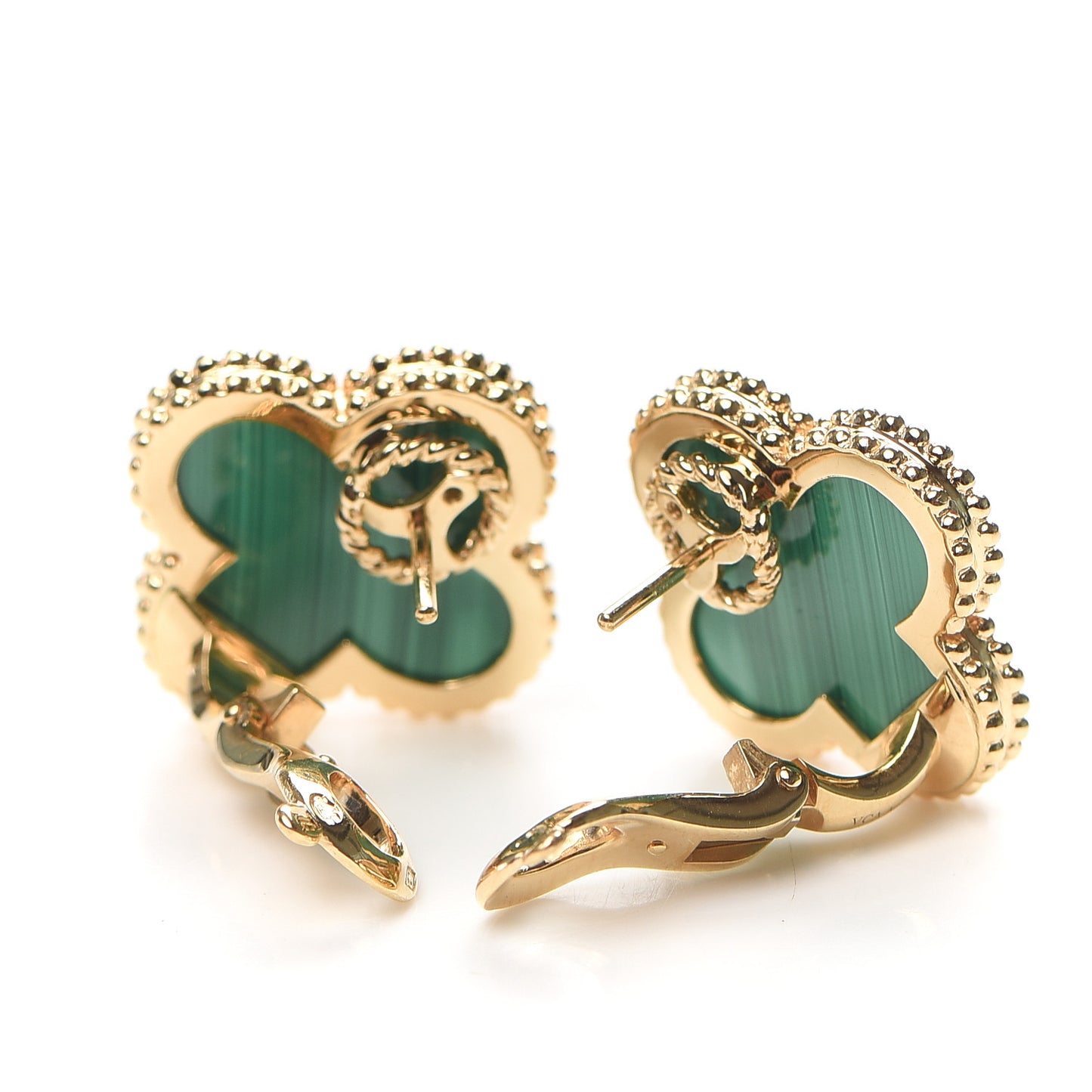18K Yellow Gold Malachite Magic Alhambra Earrings