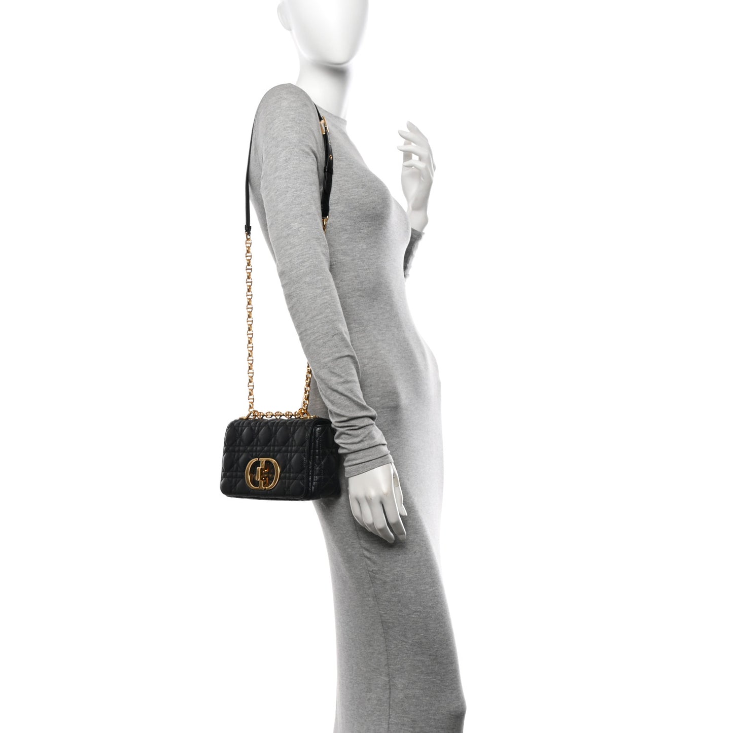 Calfskin Cannage Small Caro Bag Black