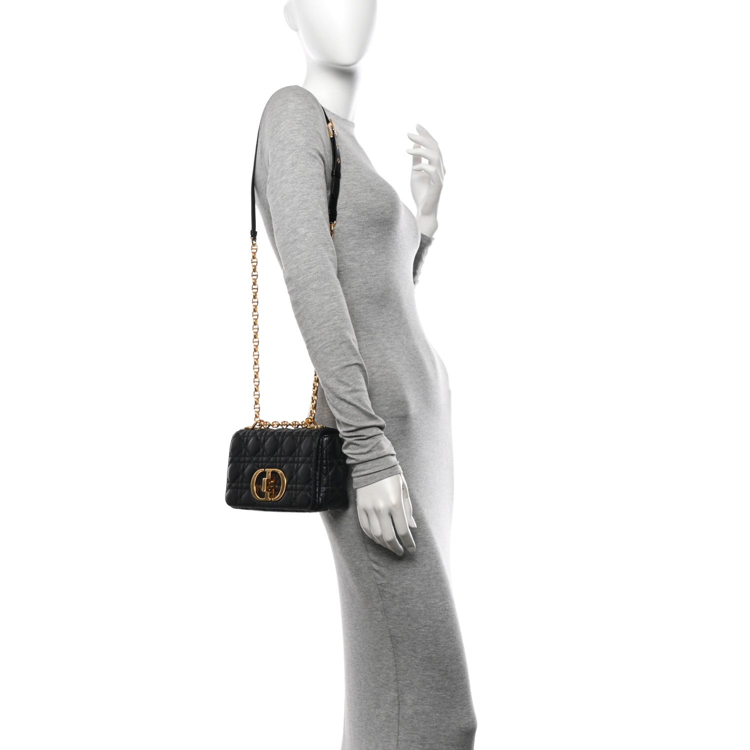 Christian Dior Calfskin Cannage Small Caro Bag Black 2 of 11