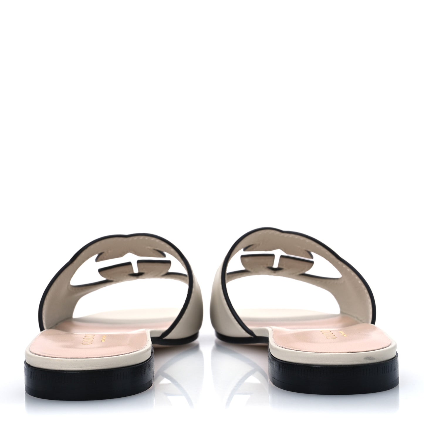 Cosmos Softy Calfskin Interlocking G Cut Out Slide Sandals 37 Mystic White
