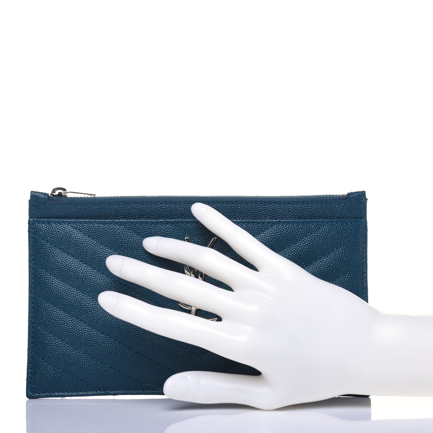 Grain De Poudre Matelasse Chevron Monogram Bill Pouch Peacock Green