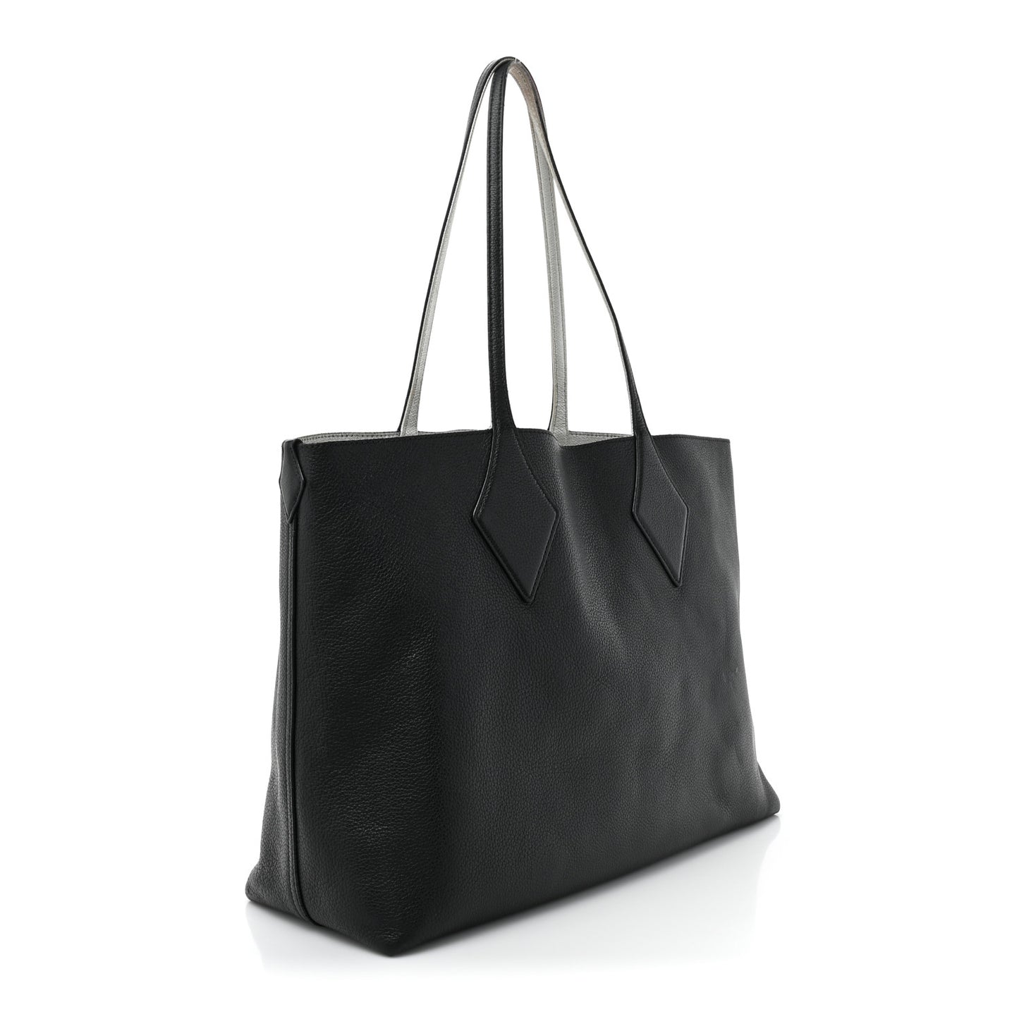 Grained Calfskin Medium Yris Shopper Tote Black