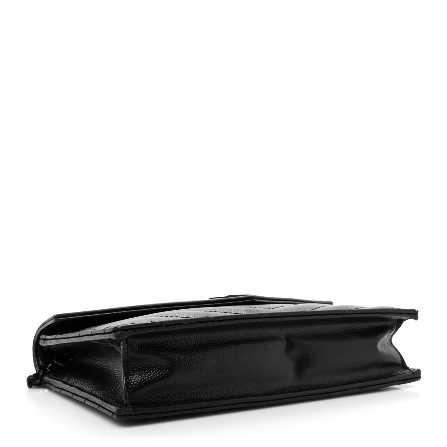 Grain De Poudre Matelasse Chevron Monogram Monochrome Envelope Chain Wallet Black