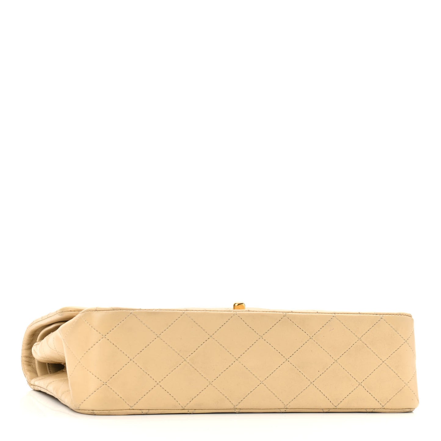 Lambskin Quilted Medium Double Flap Beige