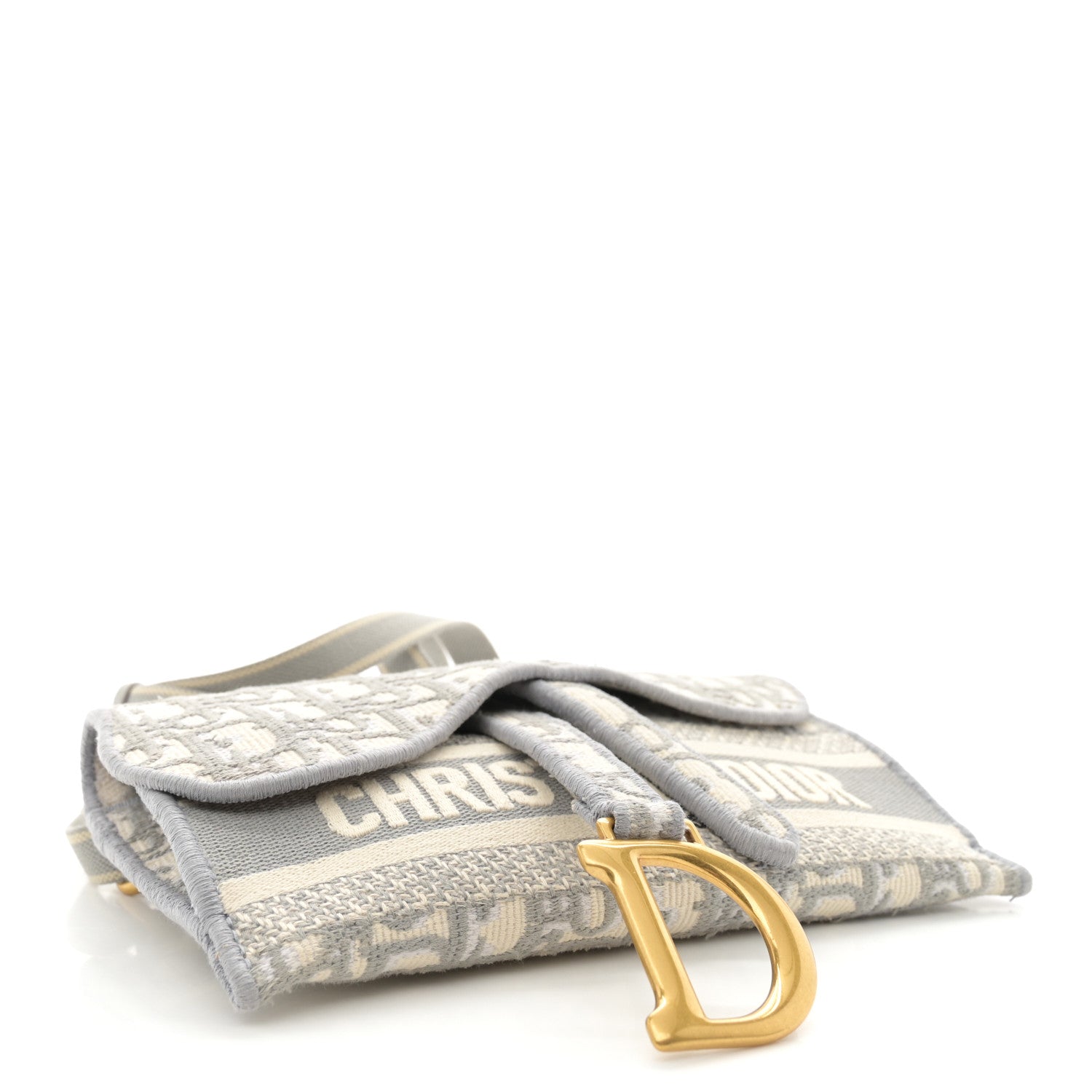 Christian Dior Oblique Slim Saddle Pouch Grey 4 of 11