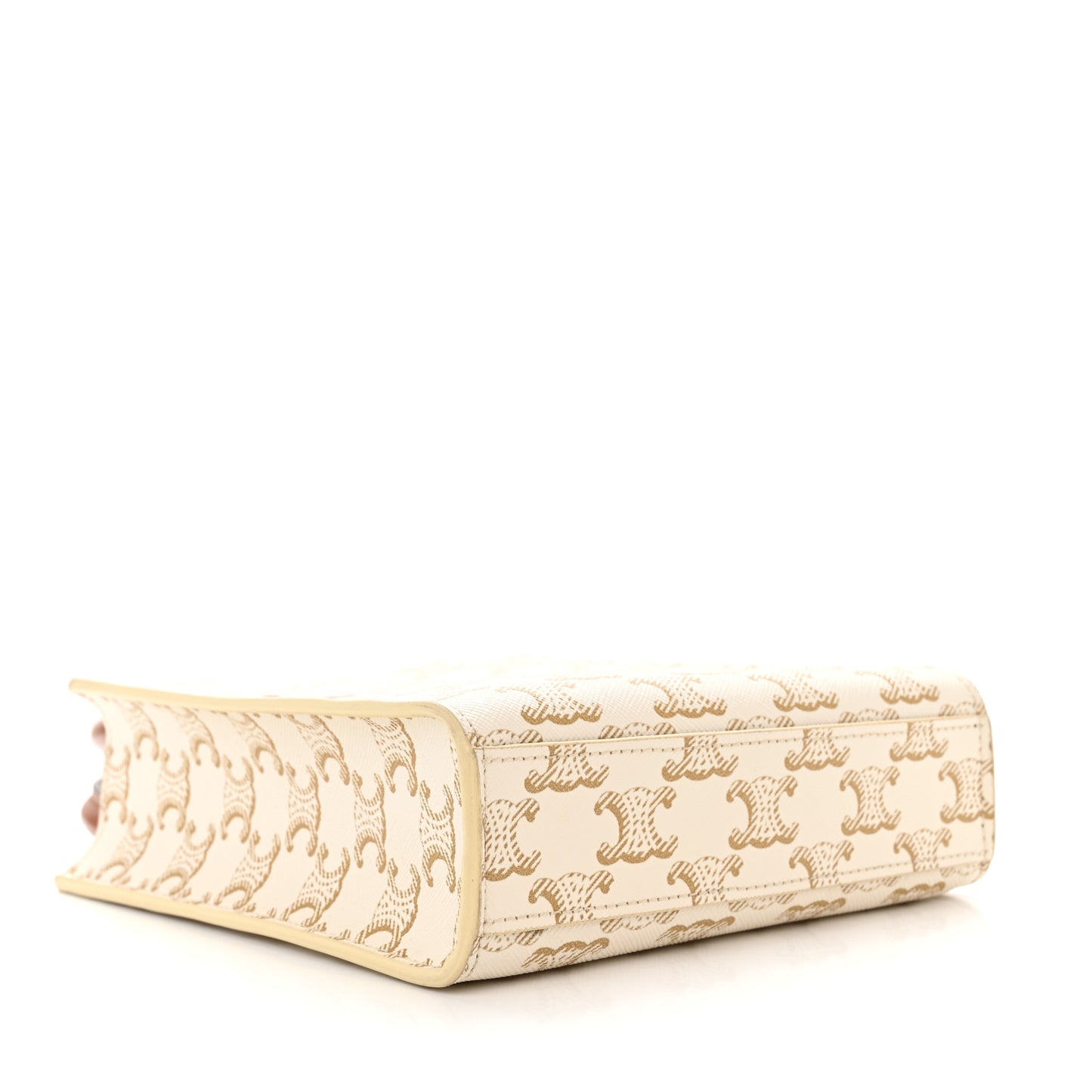 Triomphe Canvas Calfskin Mini Vertical Cabas White