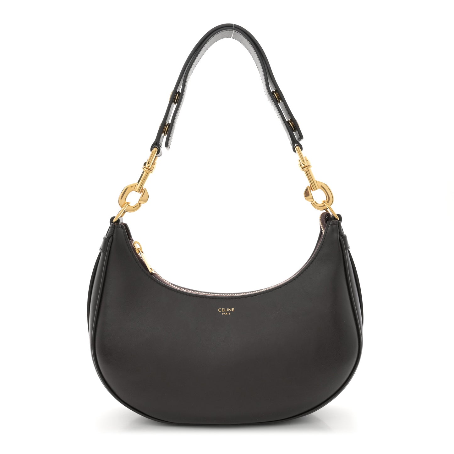Smooth Calfskin Medium Strap Ava Shoulder Bag Dark Brown