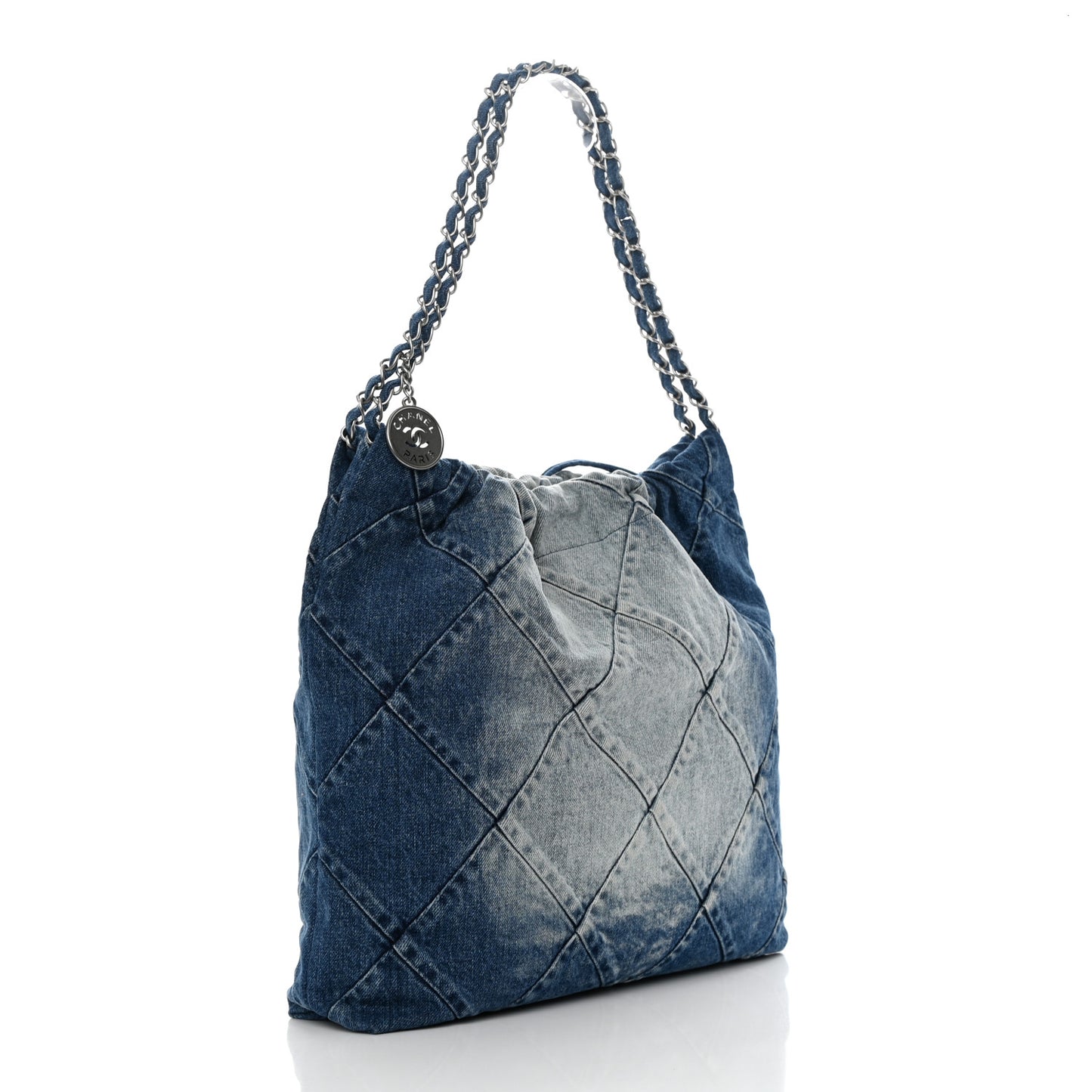 Denim Quilted Chanel 22 Blue
