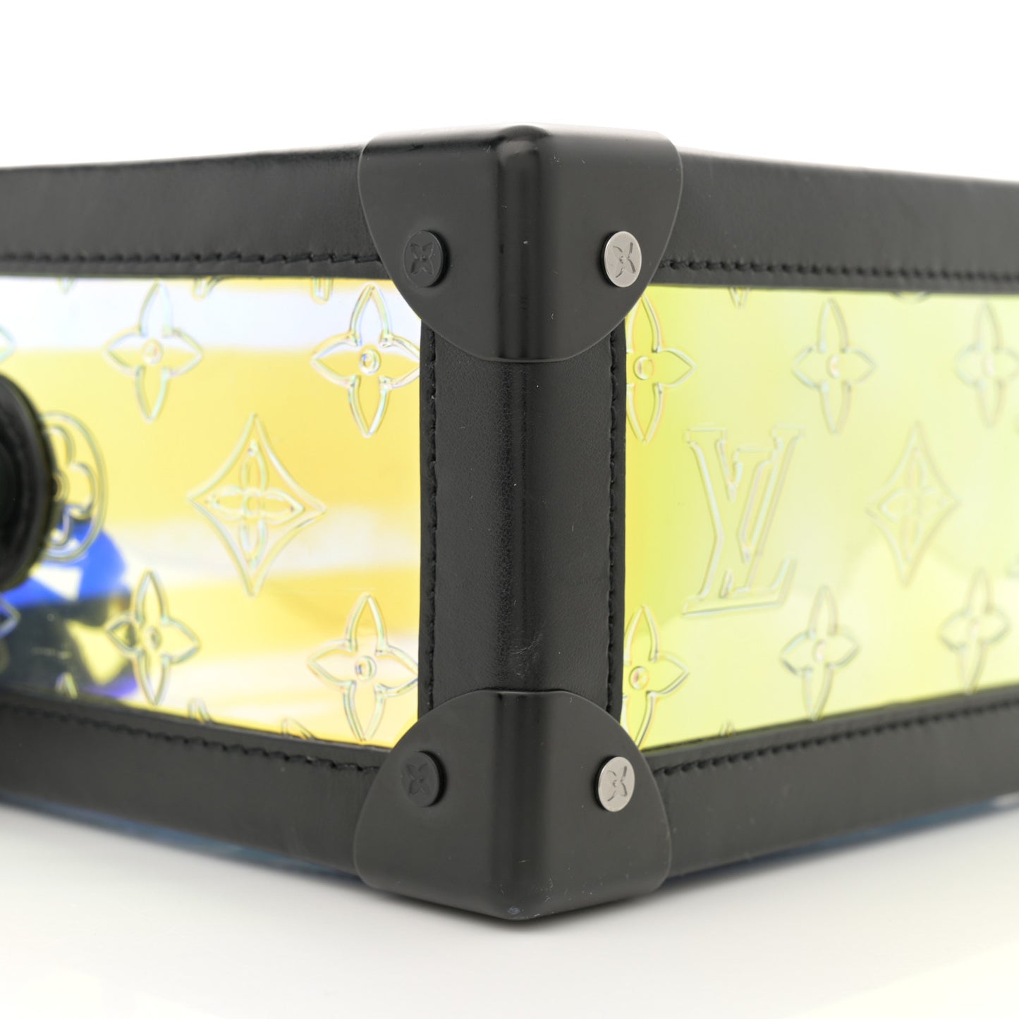 Calfskin PVC Monogram Solar Ray Soft Trunk Iridescent Prism Black