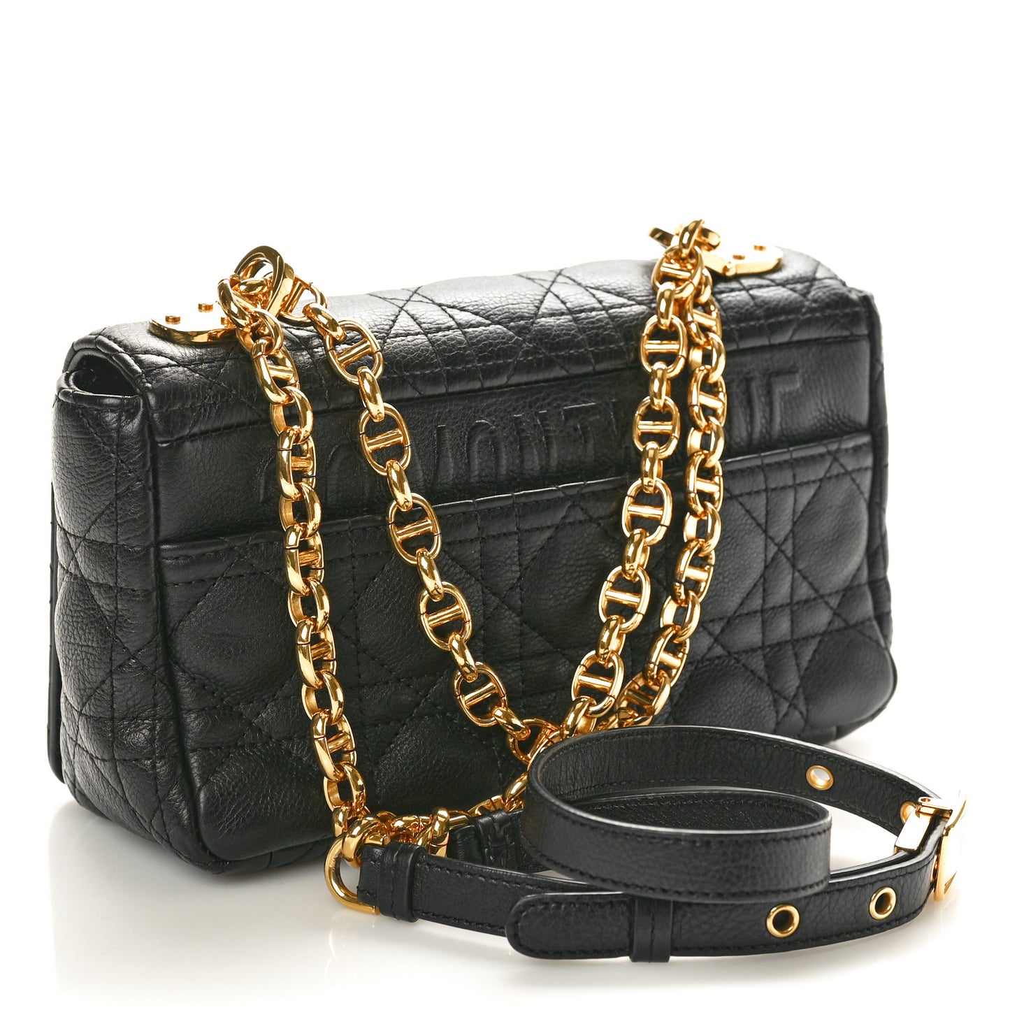 Calfskin Cannage Small Caro Bag Black