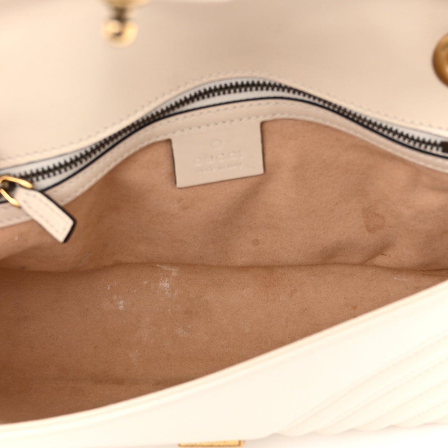 Calfskin Matelasse Small GG Marmont Shoulder Bag White