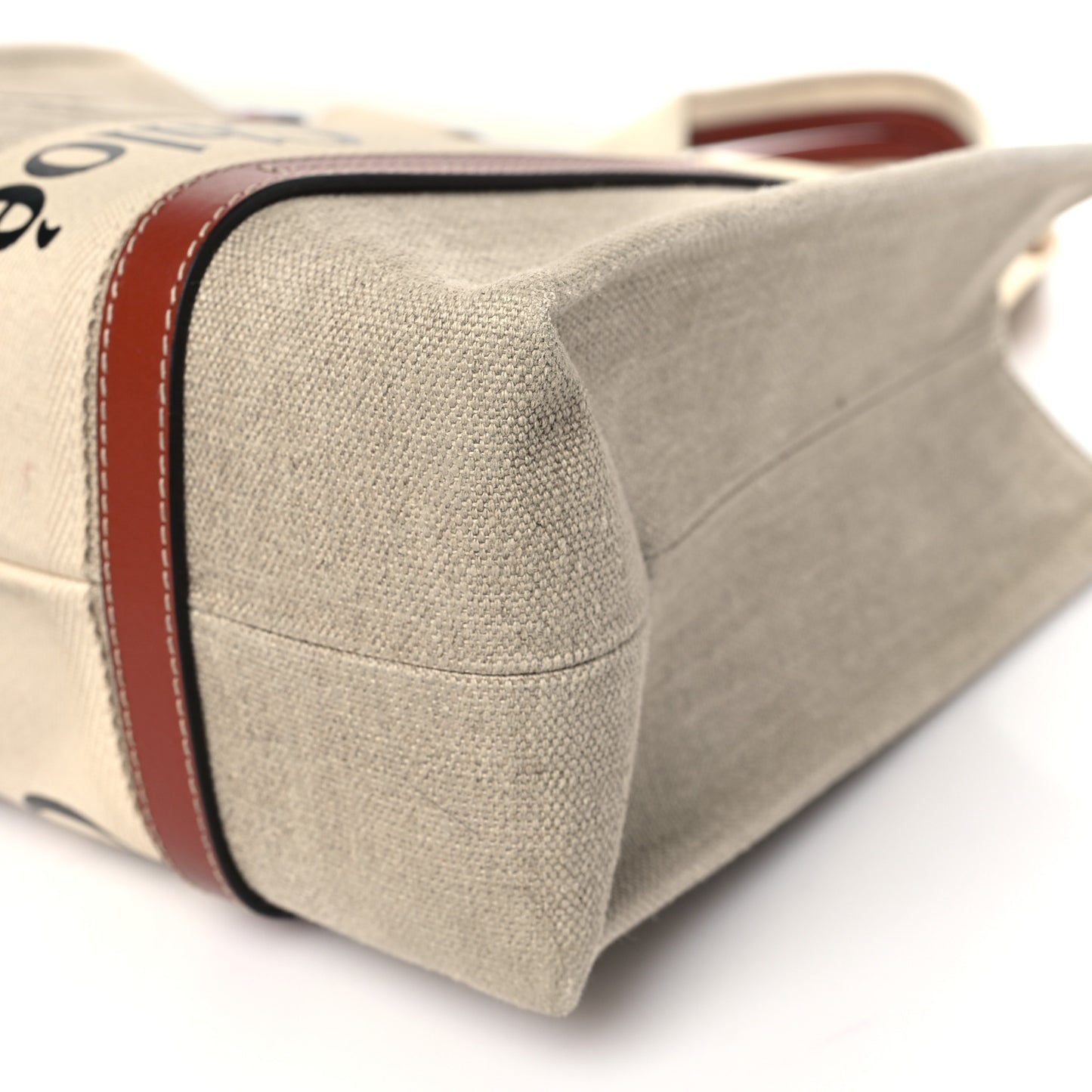 Cotton Calfskin Medium Woody Ribbon Tote White Brown