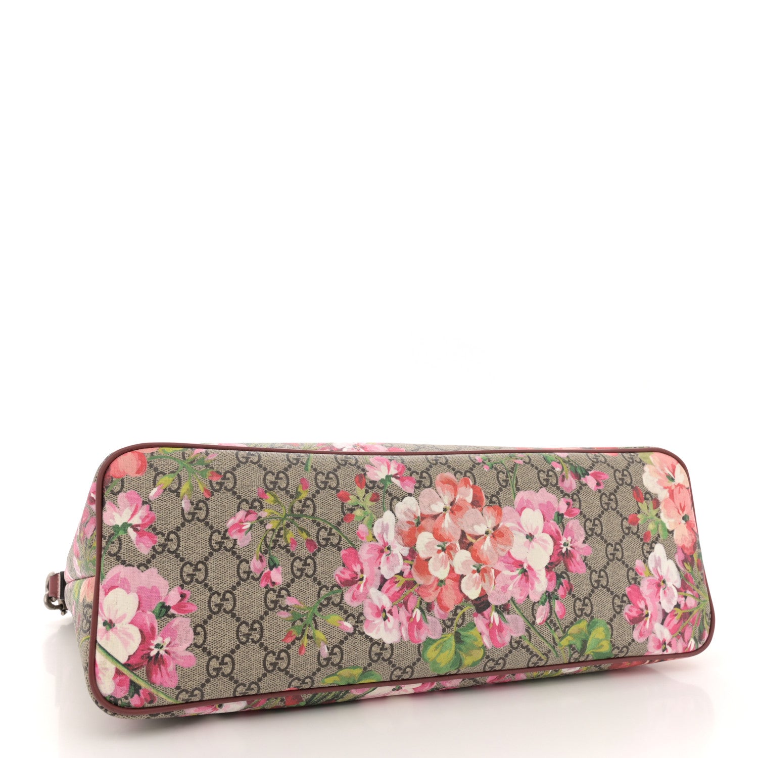 Gucci GG Supreme Monogram Blooms Medium Zippered Tote Beige Multicolor Dry Rose 4 of 12