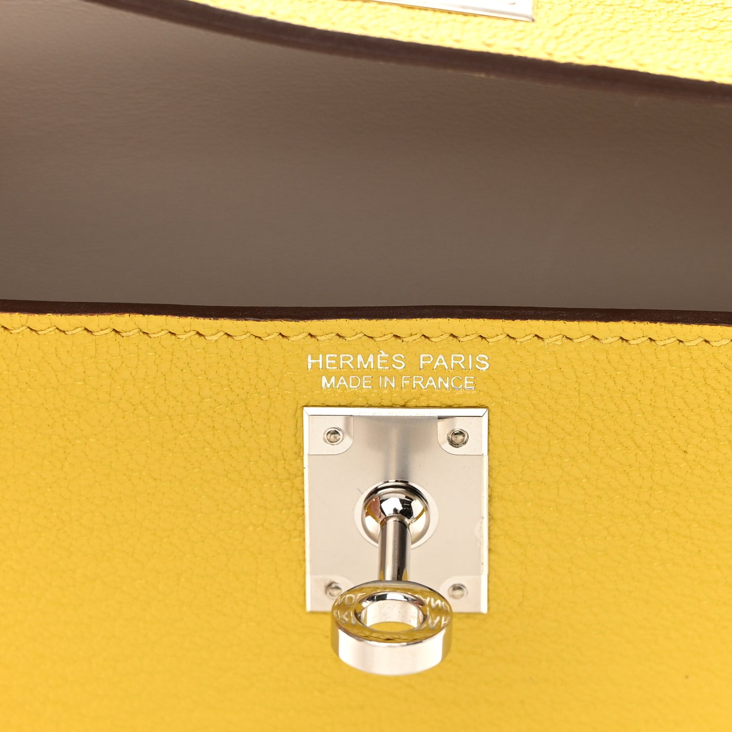 Chevre Mysore Verso Mini Kelly Sellier 20 Jaune De Naples Nata