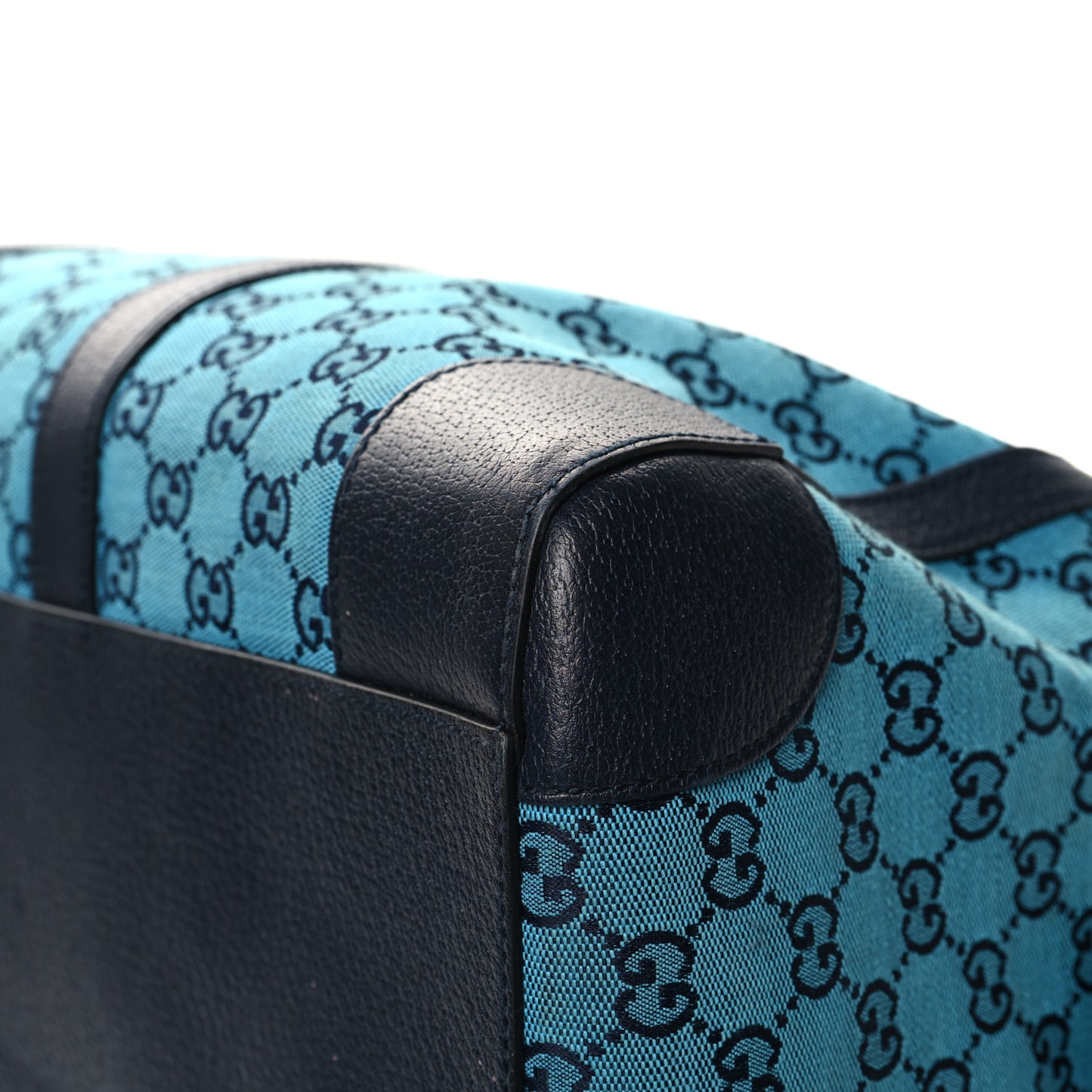 GG Supreme Monogram Azalea Calfskin Retro Interlocking G Duffle Bag Light Blue
