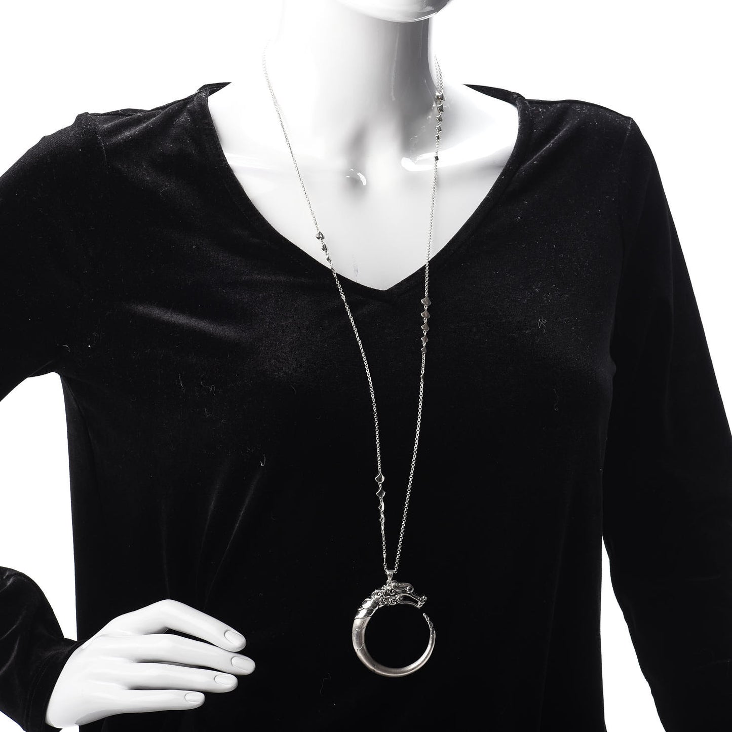 Sterling Silver Black Sapphire Legends Naga Pendant Necklace