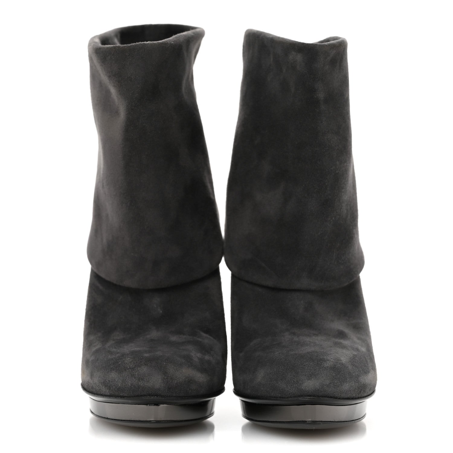 Gucci Suede Platform Foldover Ankle Boots 35 Grey 3 of 9