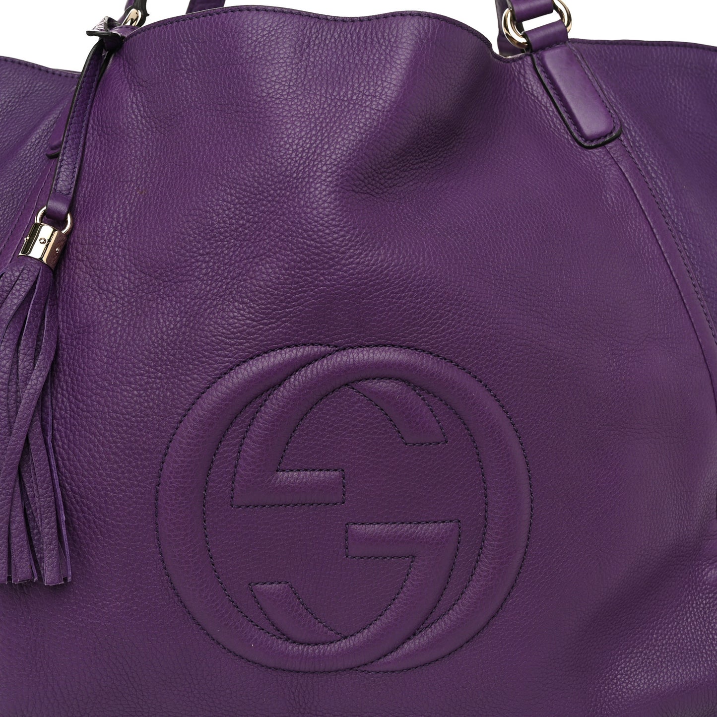 Pebbled Calfskin Large Soho Shoulder Bag Shine Purple
