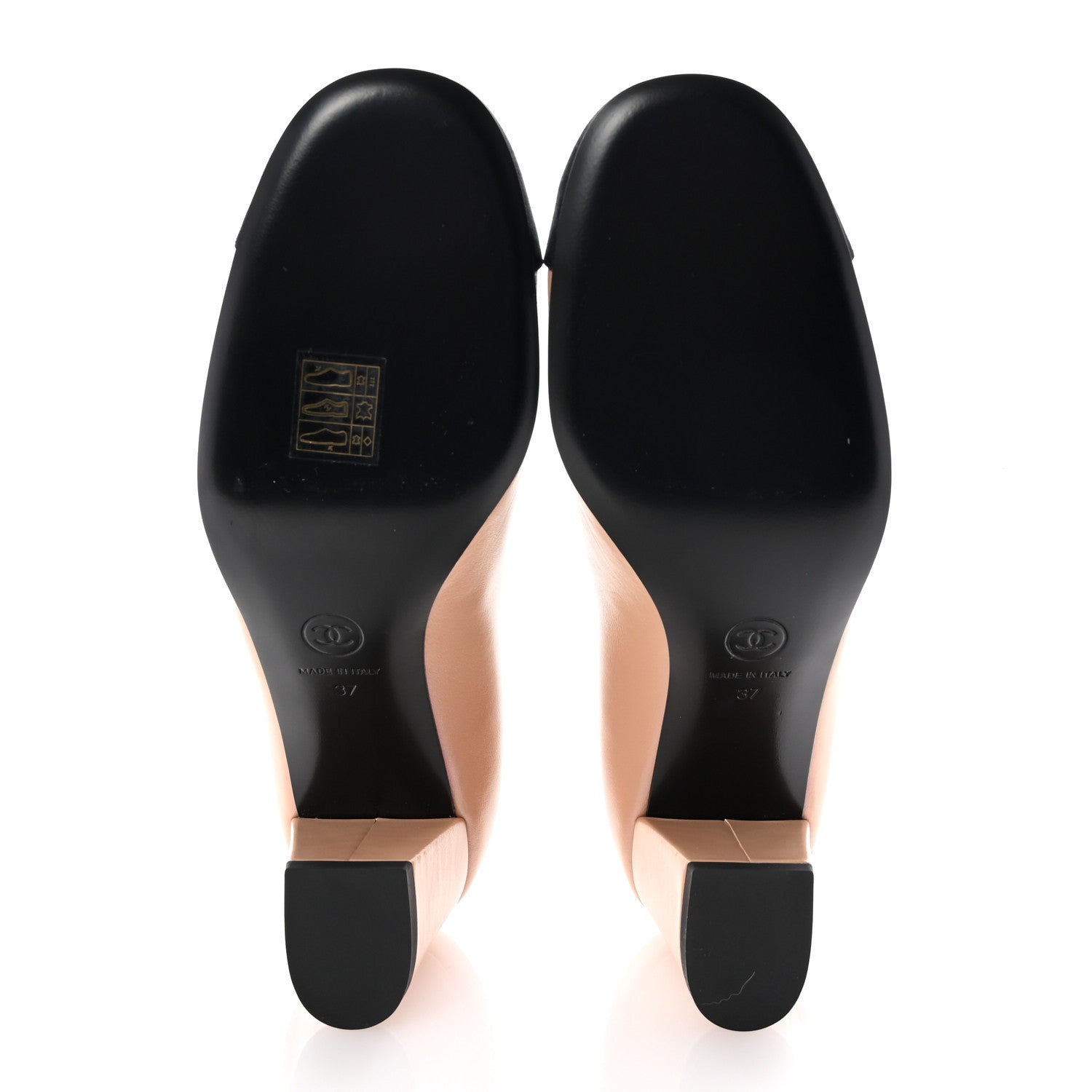Chanel Iridescent Lambskin Grosgrain Pearl Mary Jane Pumps 37 Beige Black 6 of 9