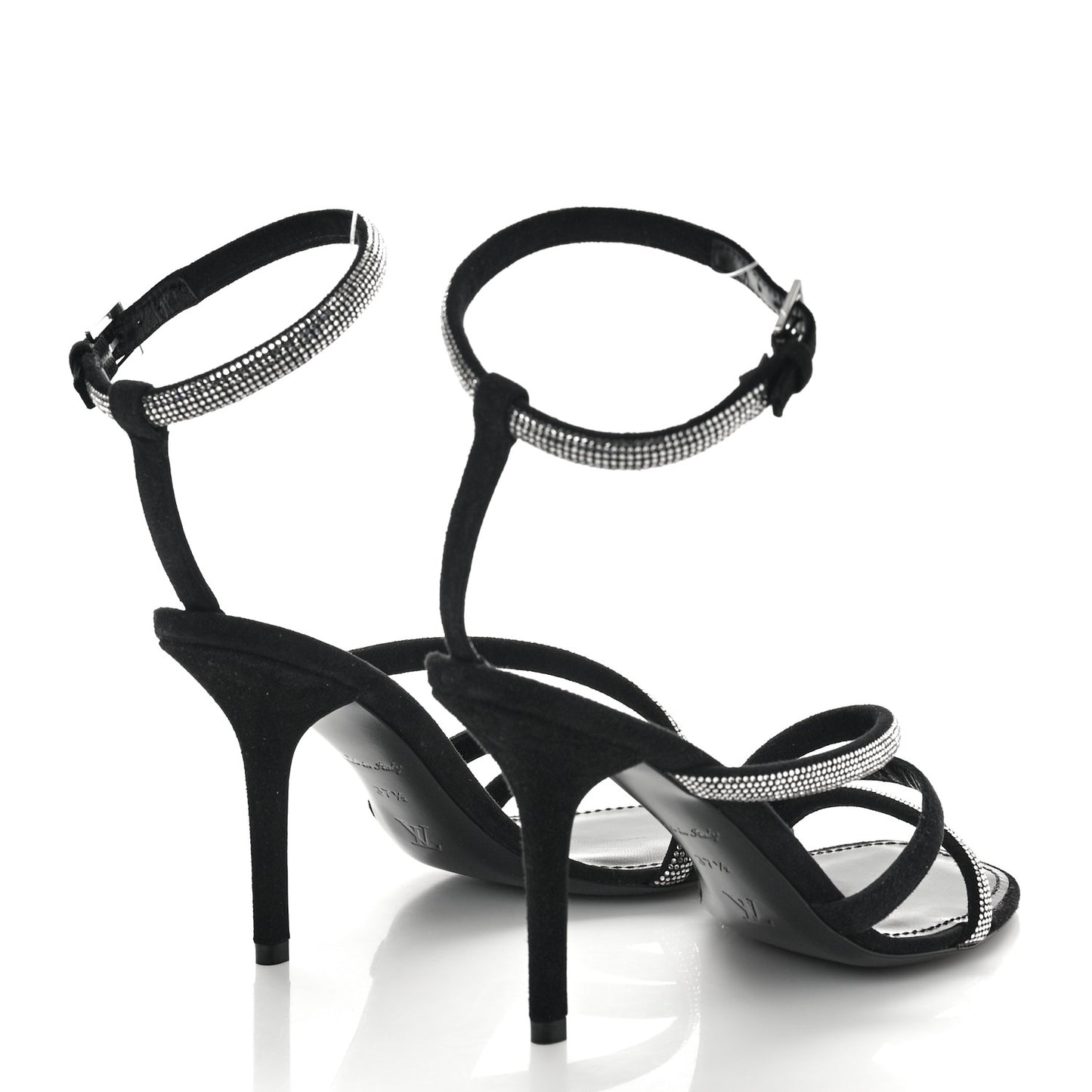 Suede Goat Rhinestone Appeal Sandals 37.5 Black