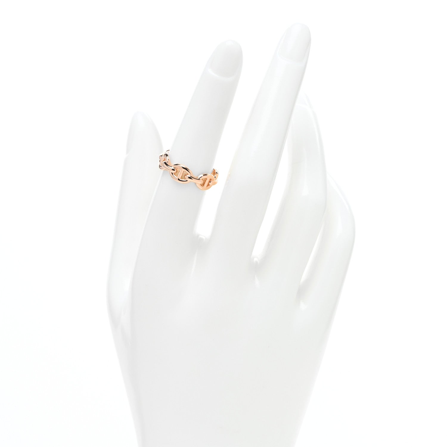Hermes 18K Rose Gold PM Chaine d'Ancre Enchainee Ring 53 6.5 2 of 5