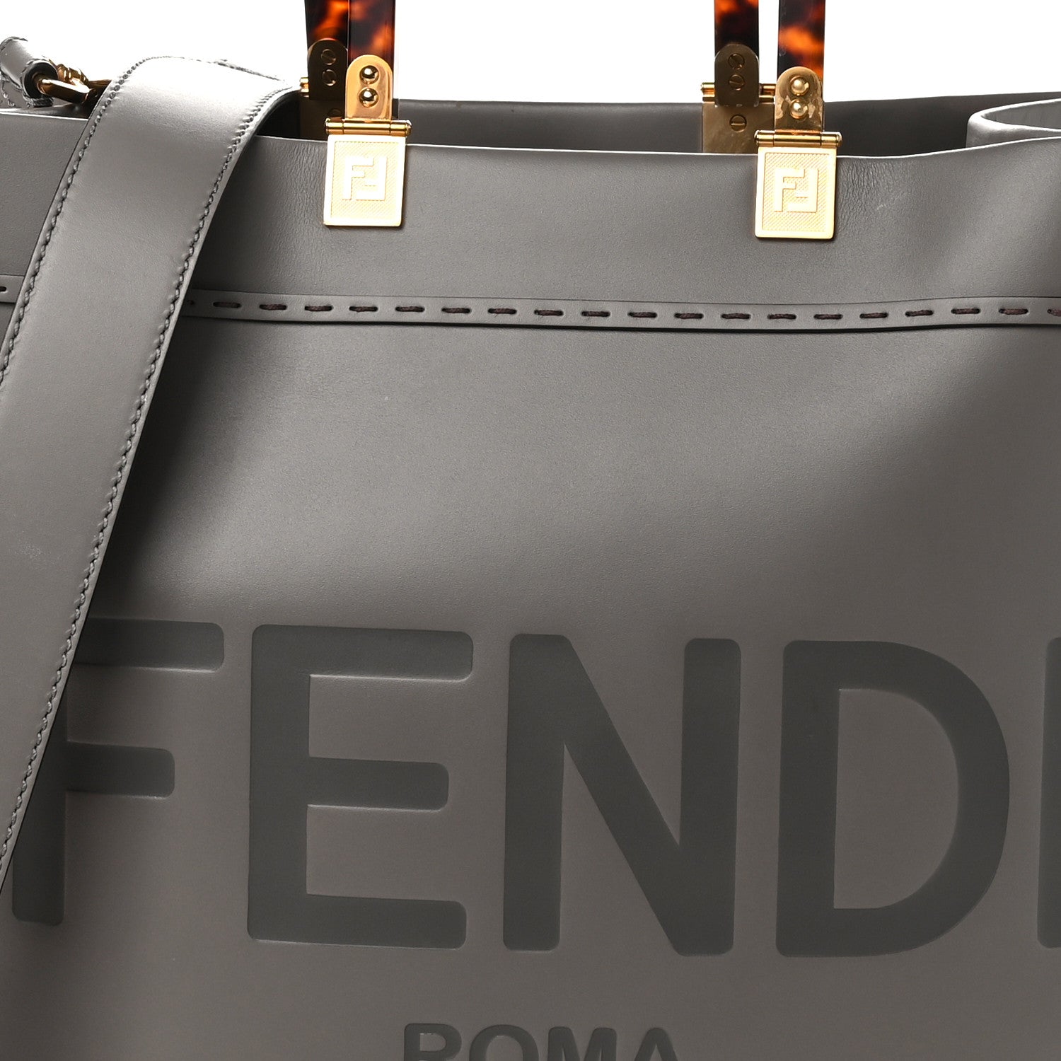 Fendi Vitello King Plexiglass Logo Embossed Medium Fendi Sunshine Shopper Tote Moon 7 of 9