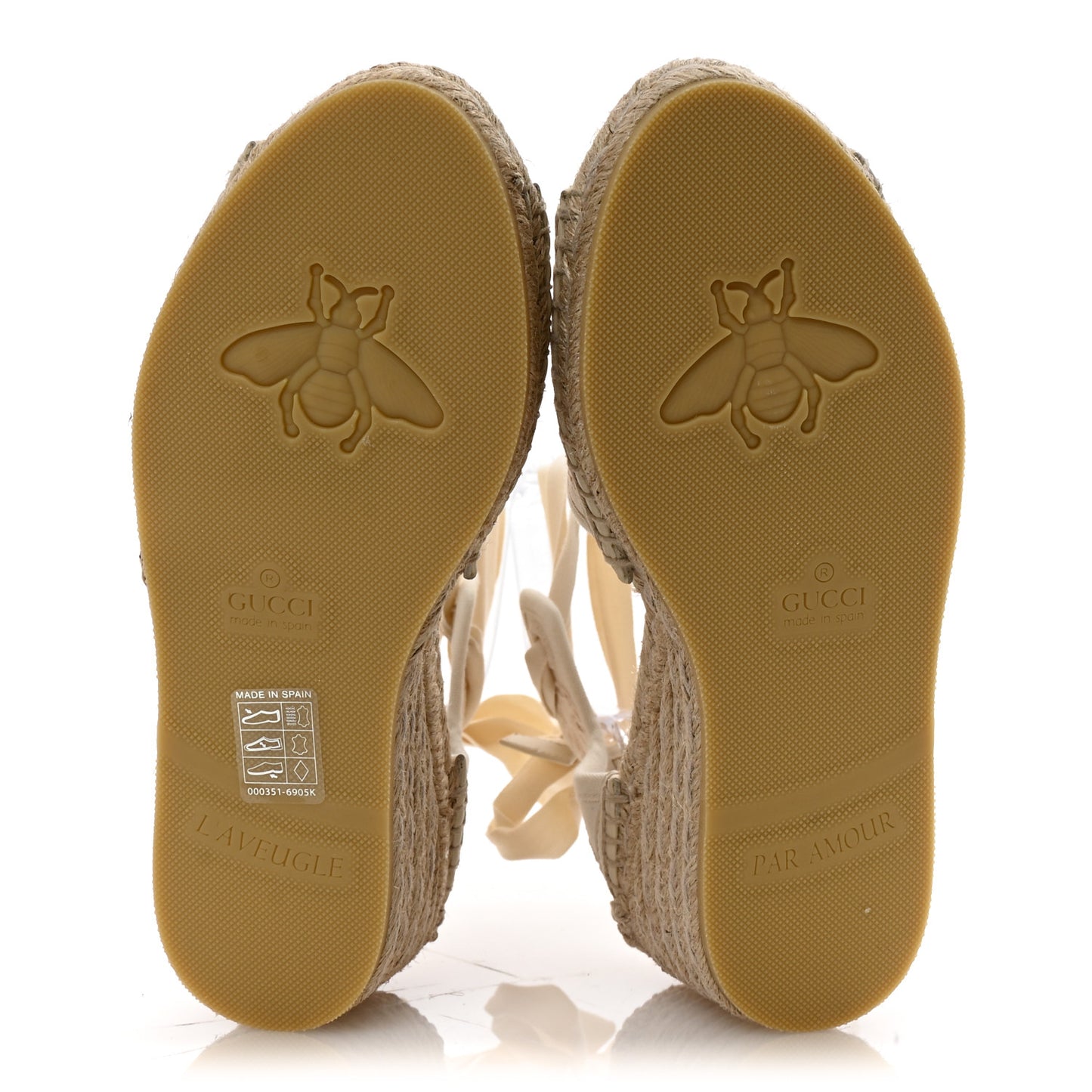 Canvas Damita GG Eyelet Espadrille Wedge Sandals 37.5 Ivory