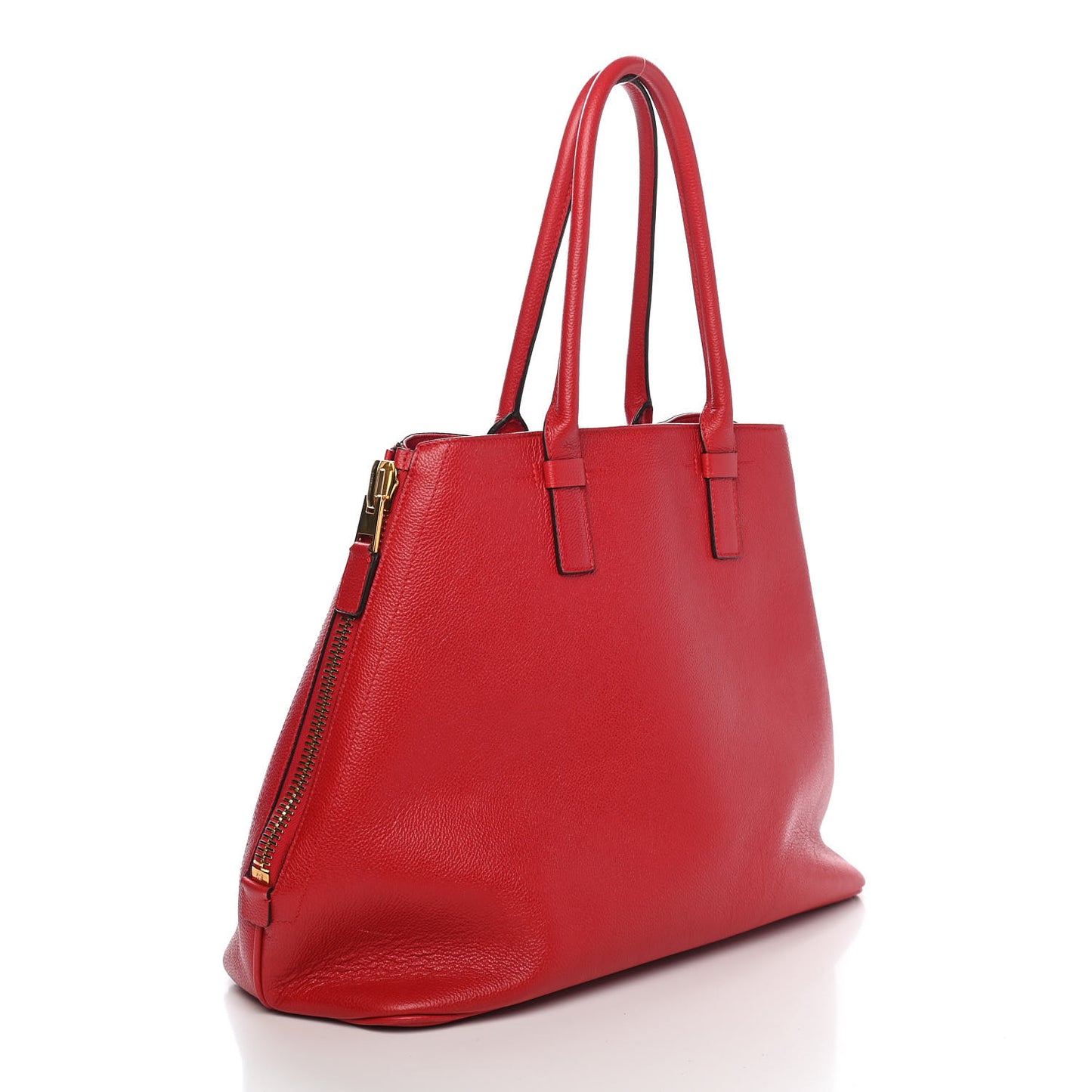 Pebbled Calfskin Jennifer Zip Tote Flame Red