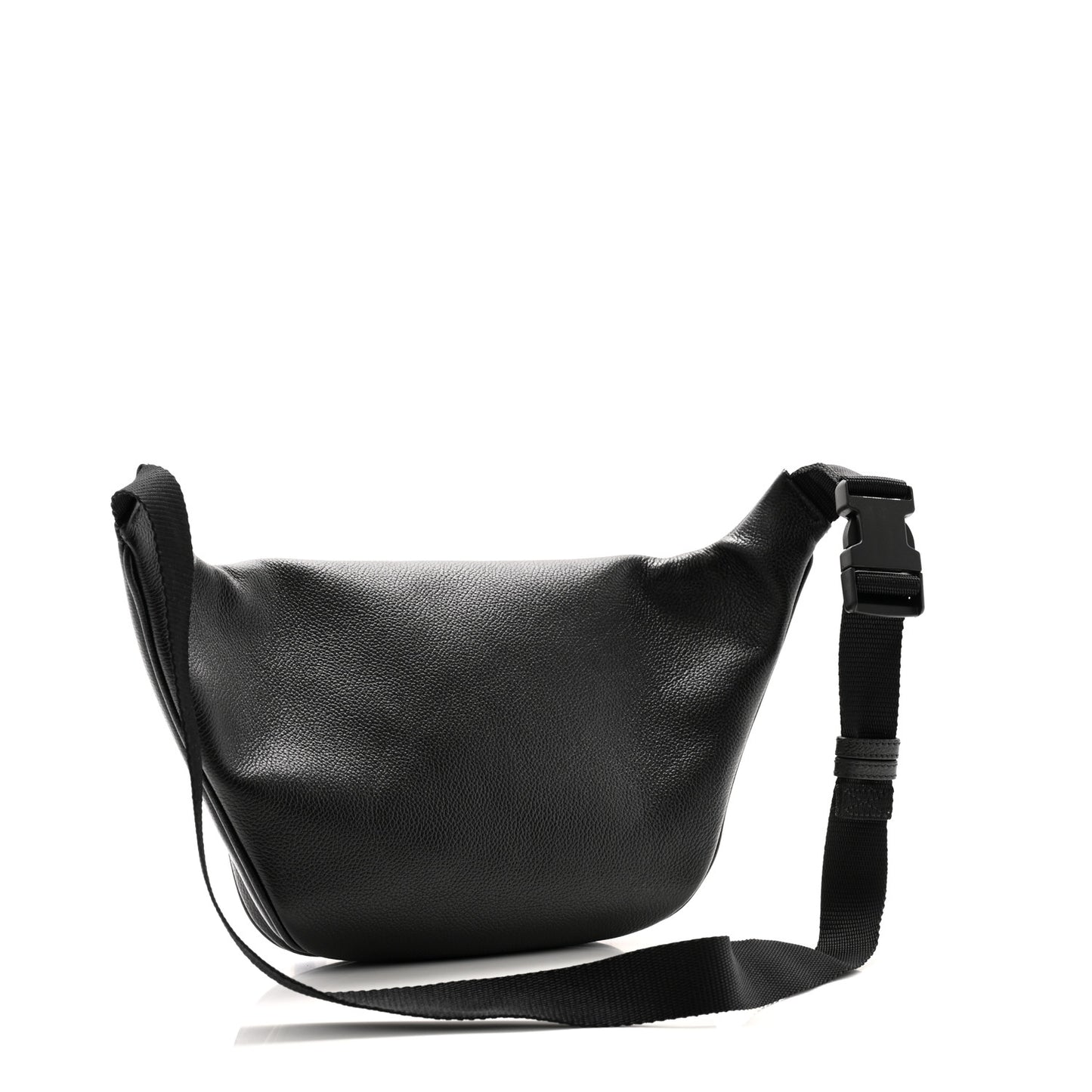 Grained Calfskin Tape Logo Explorer Belt Bag Black White