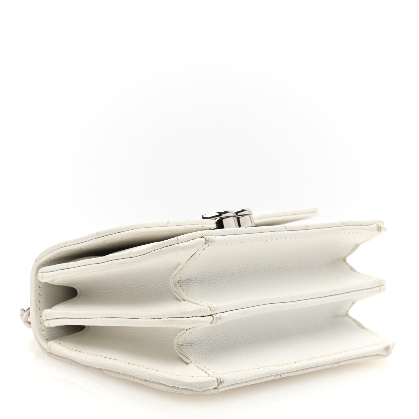 Caviar Quilted Pick Me Up Clutch With Chain White