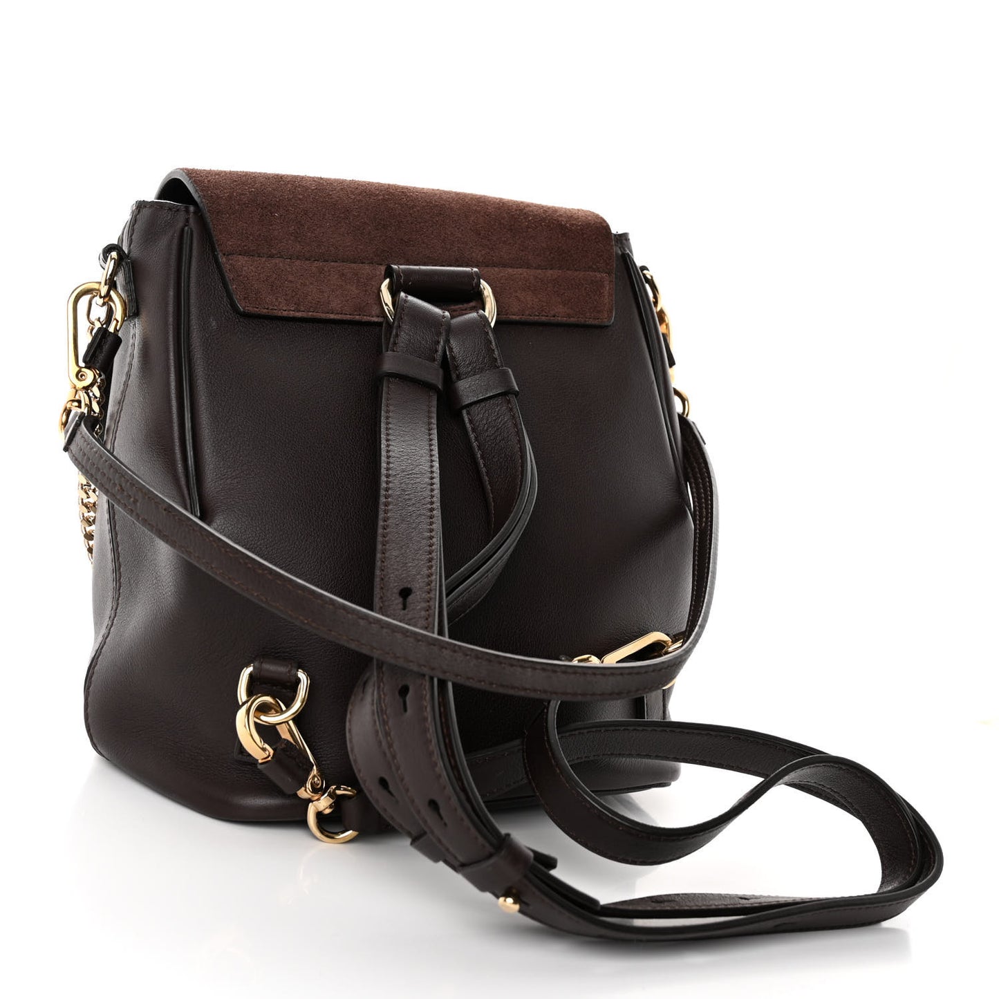 Suede Calfskin Medium Faye Backpack Dark Brown