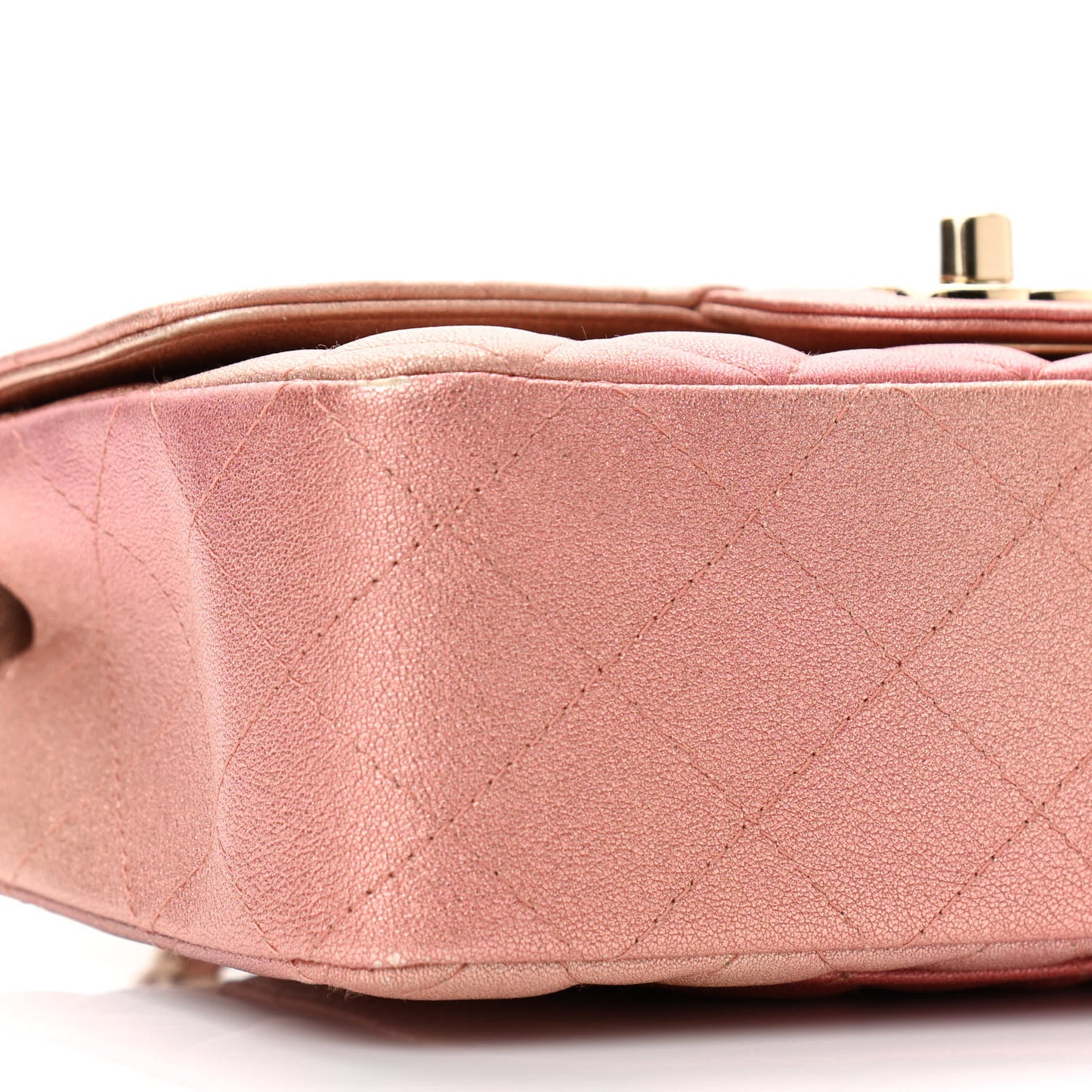 Metallic Lambskin Quilted Ombre Mini Rectangular Flap Pink