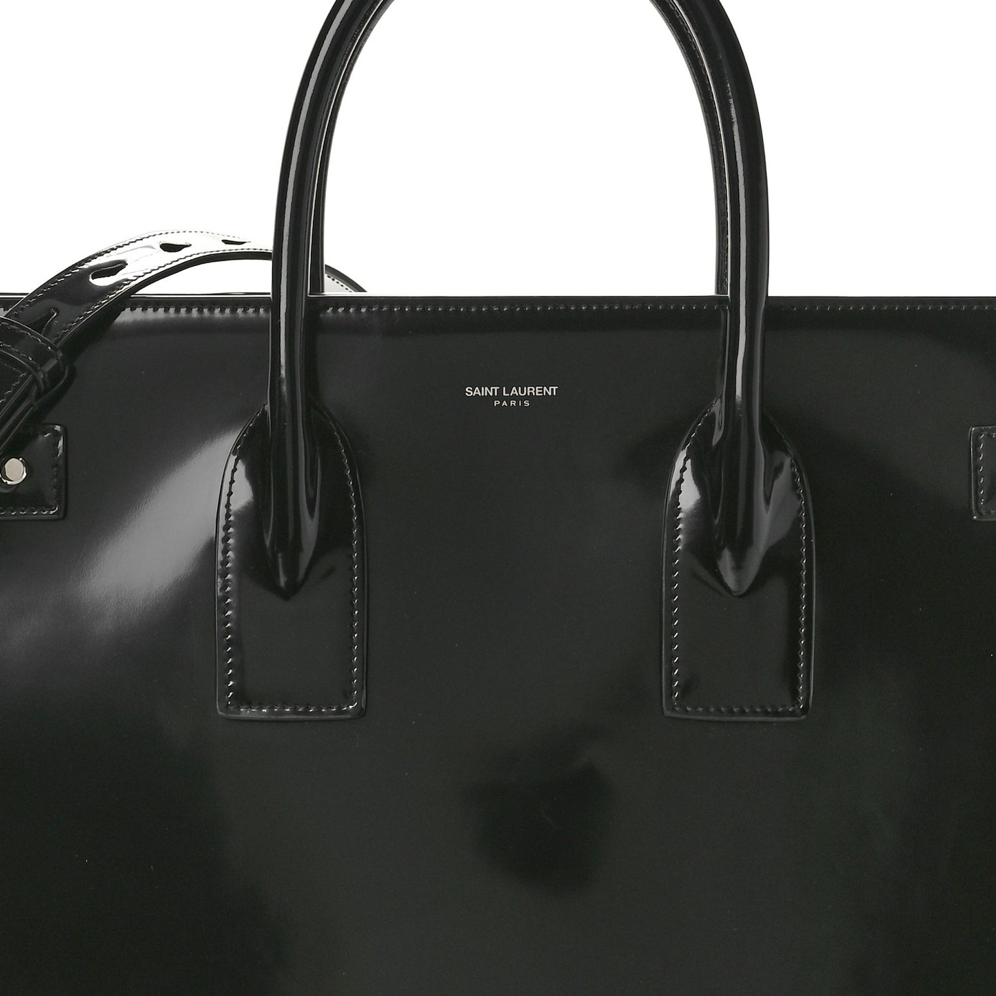 Patent Calfskin Large Thin Sac De Jour Black