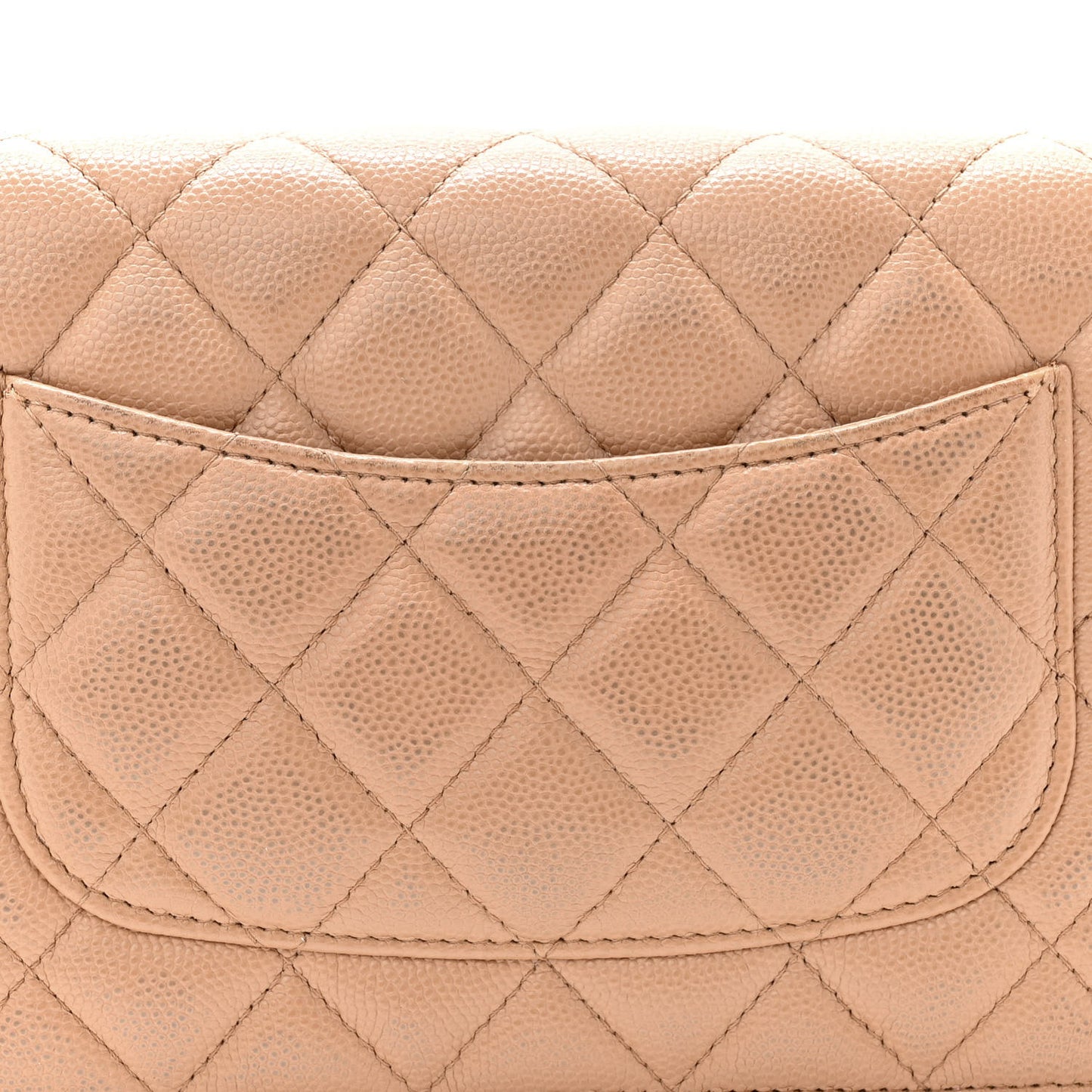 Caviar Quilted Wallet on Chain WOC Dark Beige