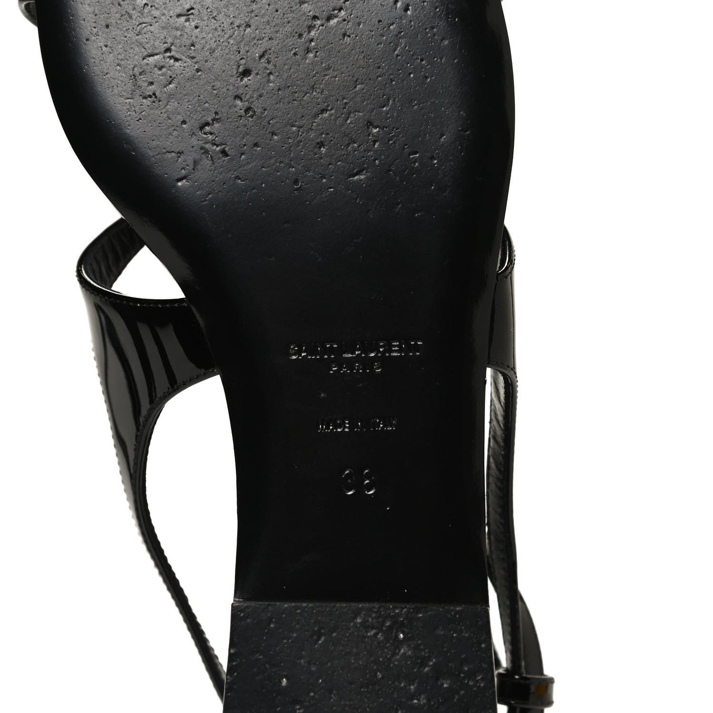 Patent Calfskin Gia Ankle Strap Sandals 38 Black