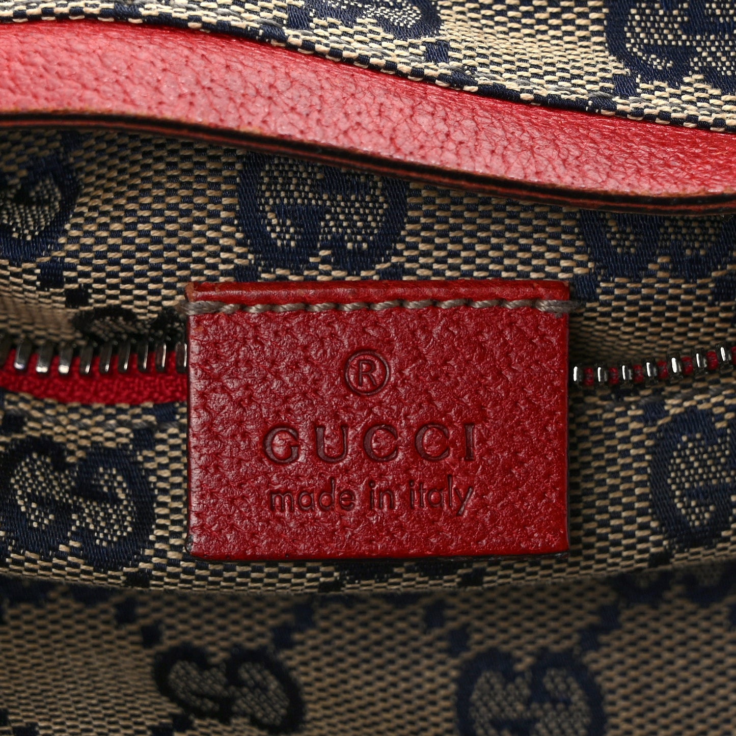GG Monogram Web Double Pocket Belt Bag Navy Red