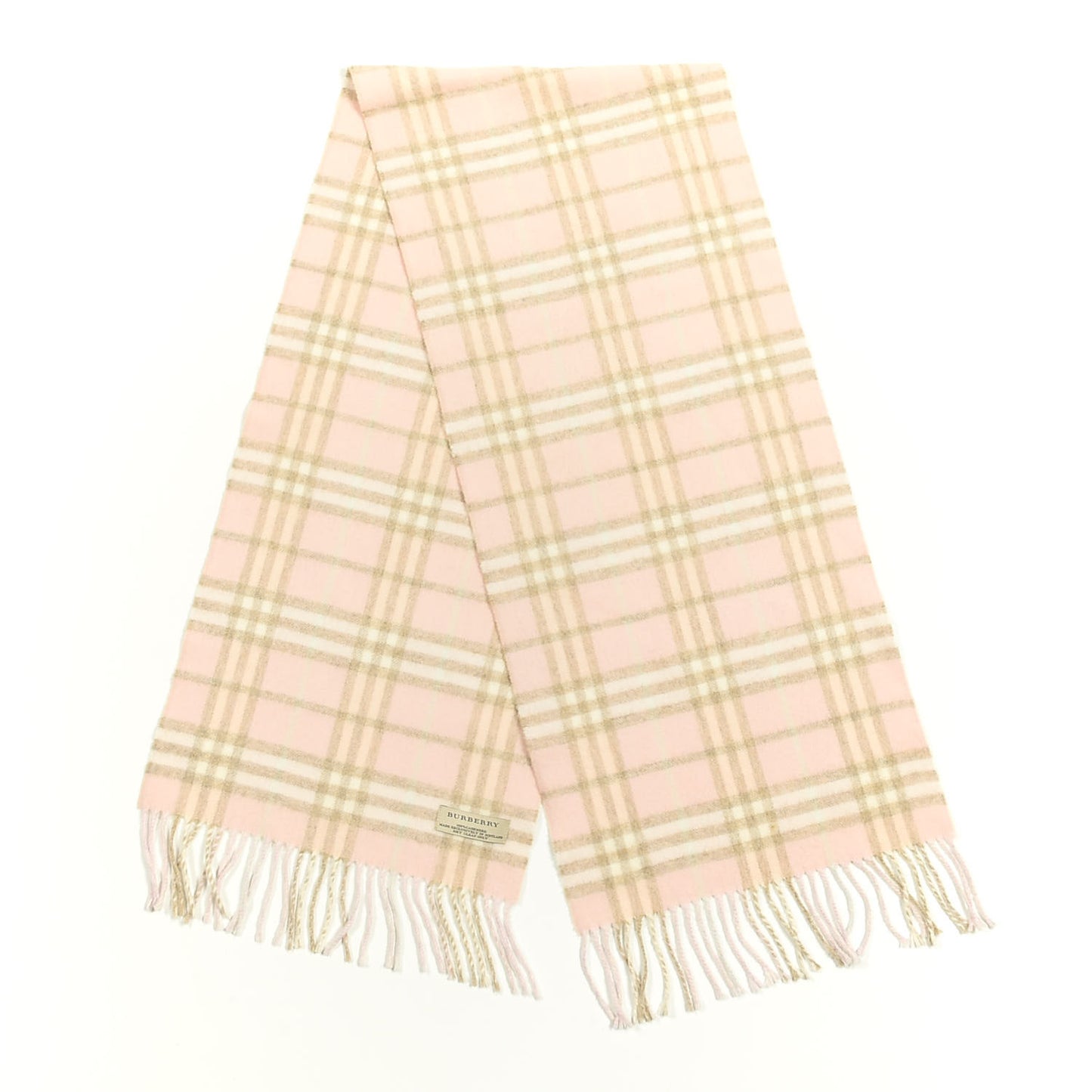 Cashmere Check Fringe Scarf Pink