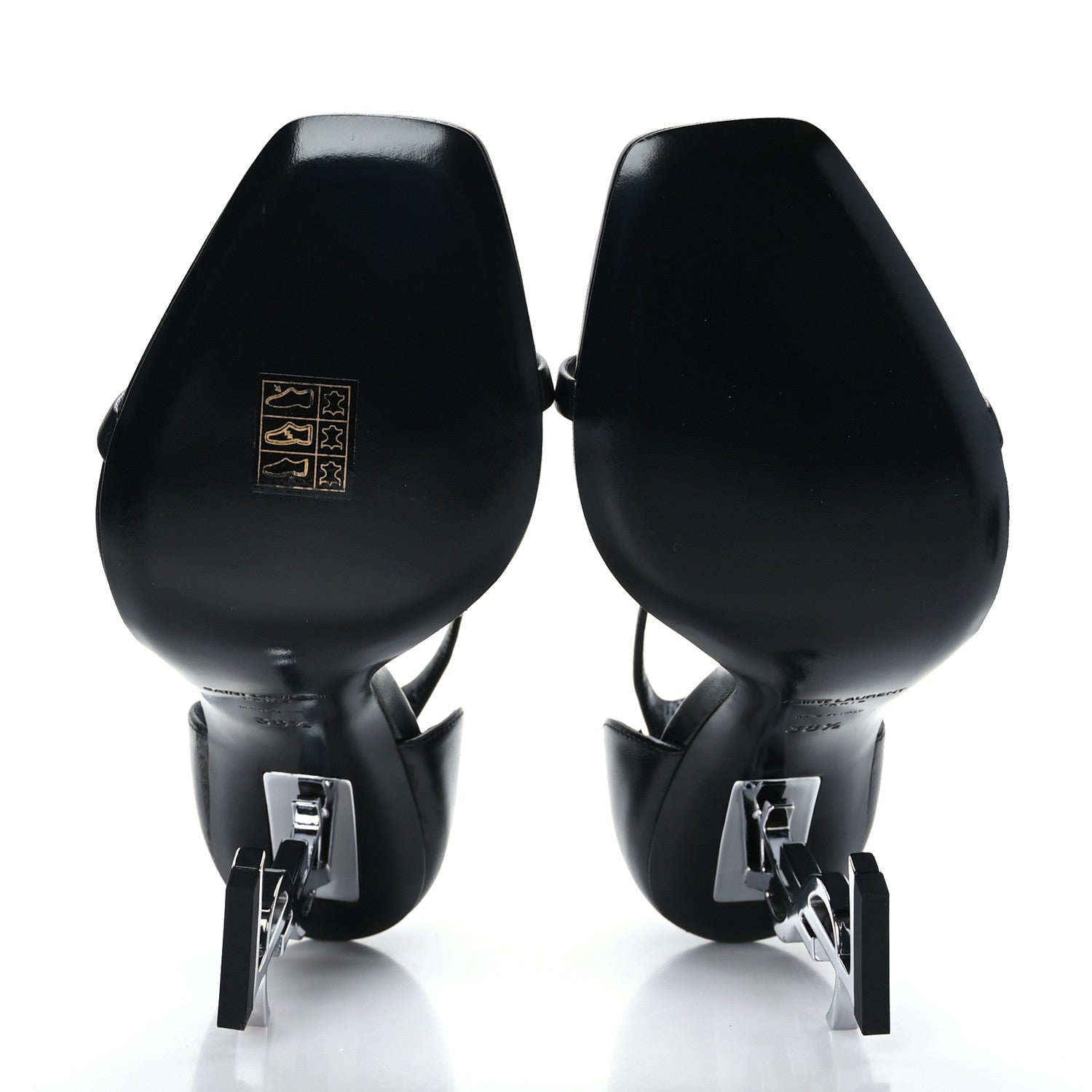Saint Laurent Calfskin Opyum 110 Sandals 38.5 Black Silver 5 of 7