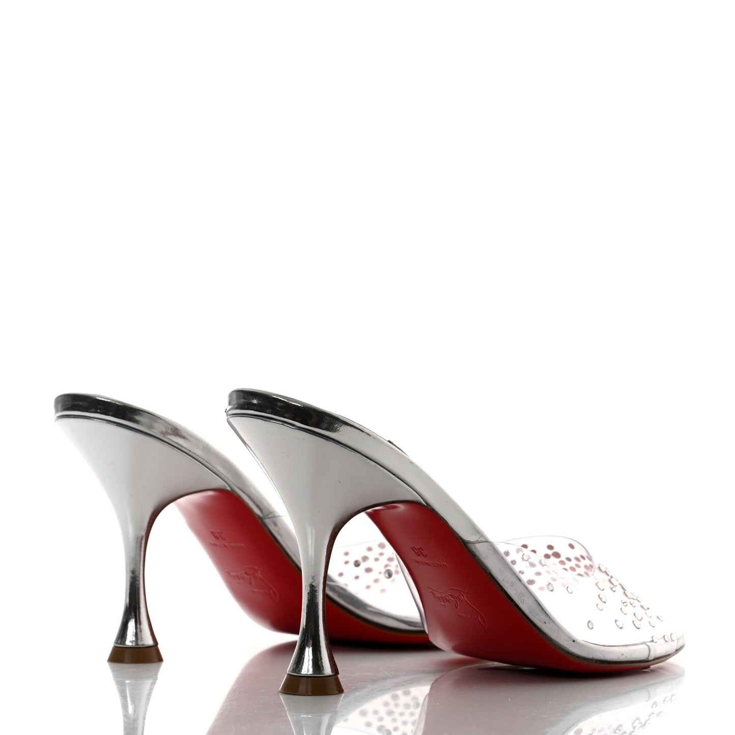 PVC Crystal Degramule Strass 85 38 Mules Silver
