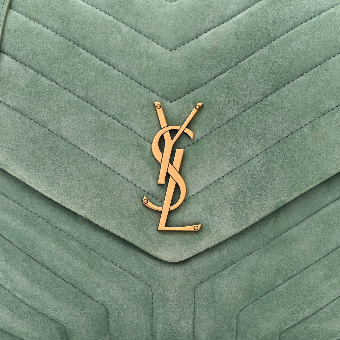 Suede Y Quilted Monogram Medium Loulou Chain Satchel Vert Opaline