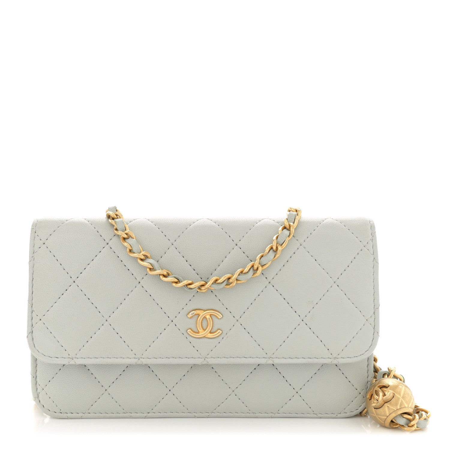 Chanel Lambskin Pearl Crush Quilted Flap Phone Holder With Chain