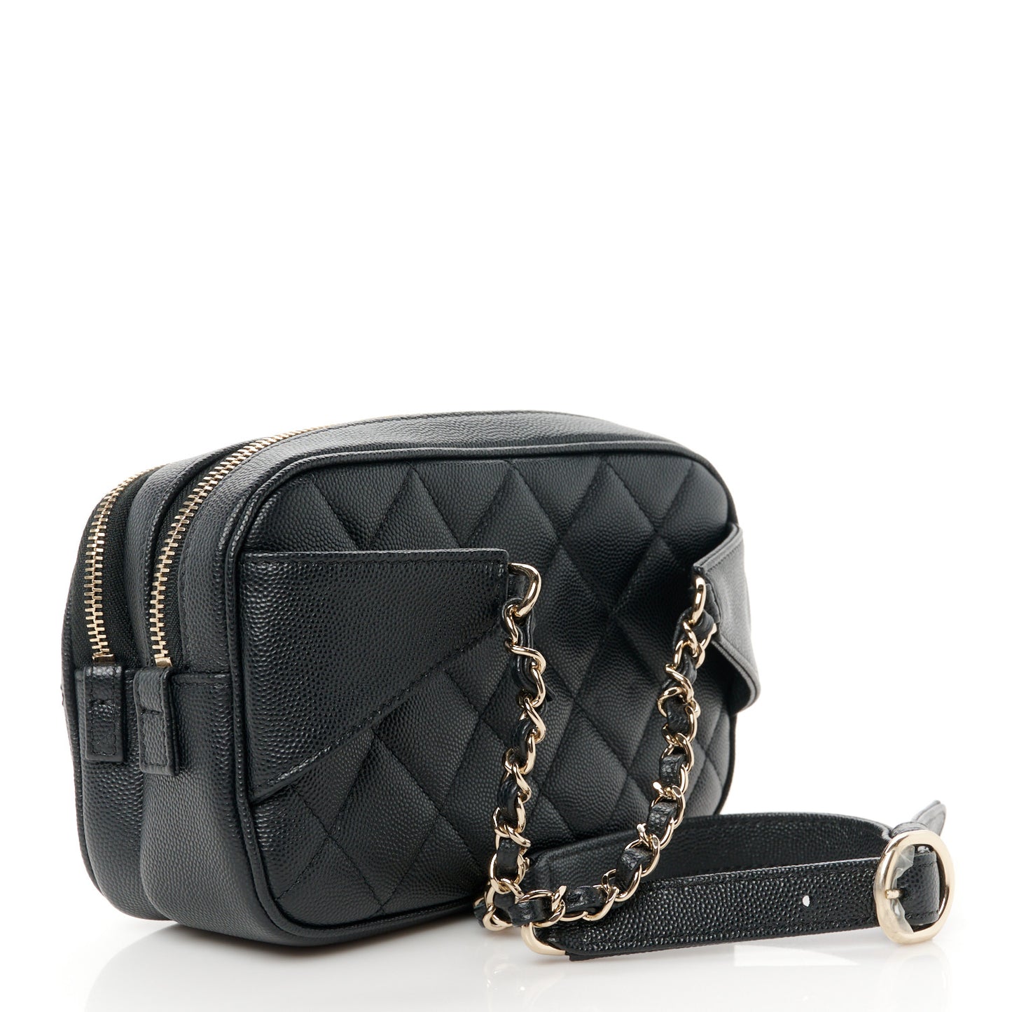 Caviar Quilted Waist Bag With Pouch Black