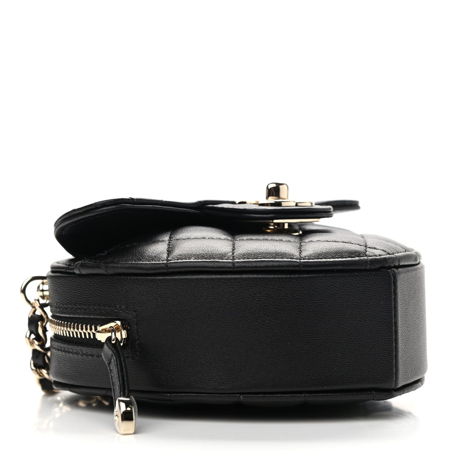 Lambskin Quilted CC In Love Heart Clutch With Chain Black