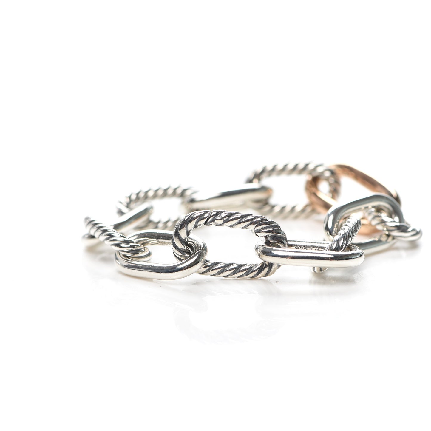 Sterling Silver 18K Rose Gold 11mm Madison Chain Bracelet