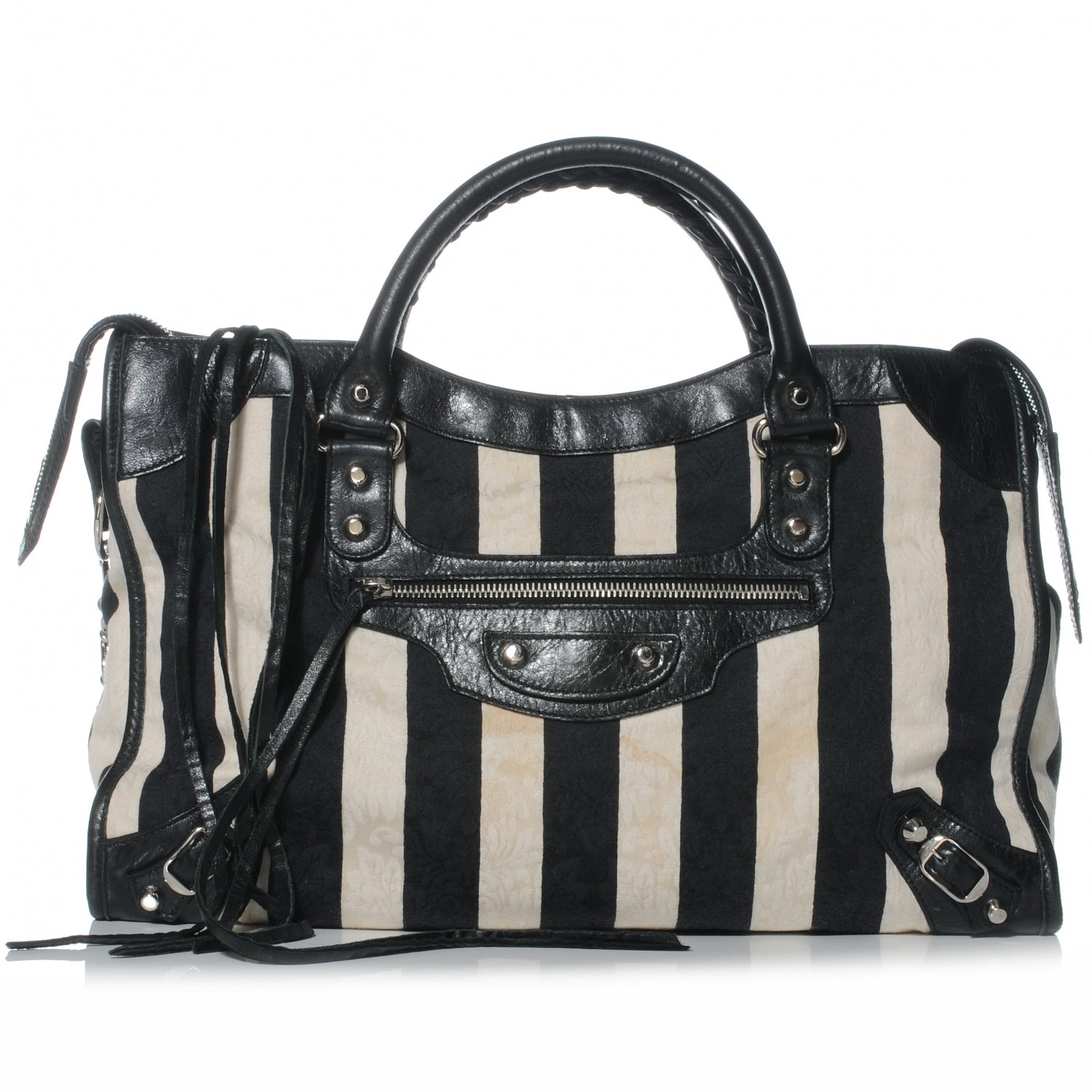 Balenciaga Chevre Damask Stripe City Black 42375 – FASHIONPHILE