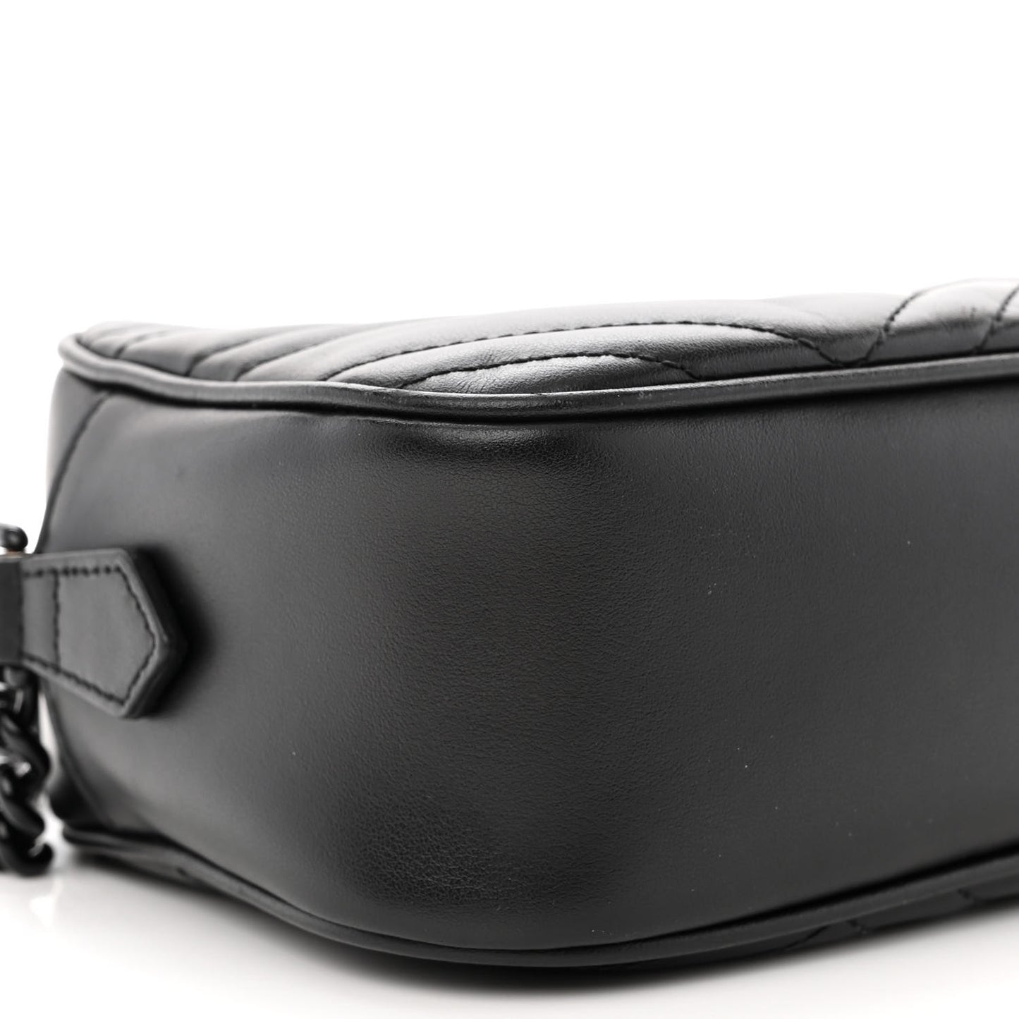 Calfskin Matelasse Monochrome Small GG Marmont Chain Shoulder Bag Black