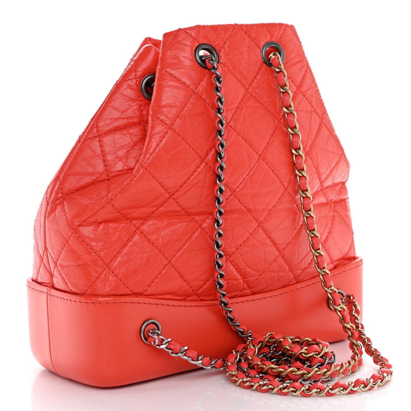 Aged Calfskin Quilted Small Gabrielle Backpack Orange