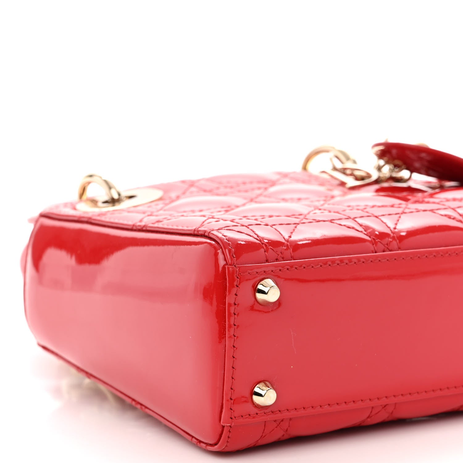 Christian Dior Patent Cannage Mini Lady Dior Red 8 of 10